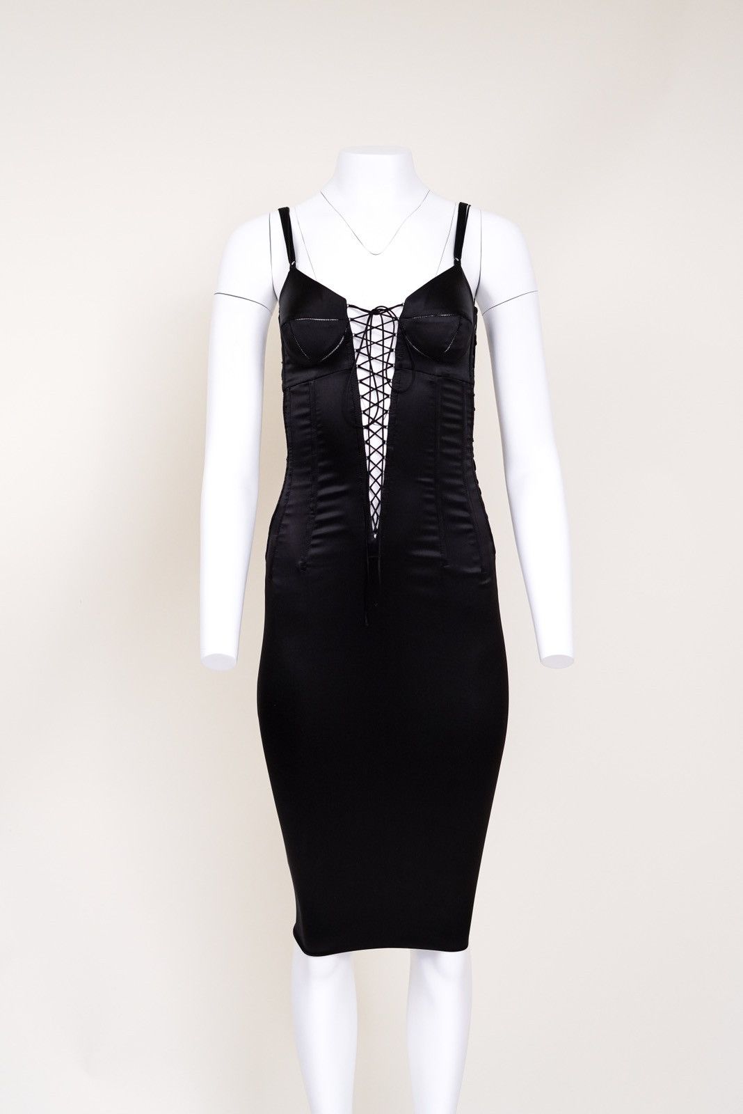 Dolce & Gabbana Dolce & Gabbana F/W Black Plunging Corset Lace Up Mini Dress Size M / US 6-8 / IT 42-44 - 2 Thumbnail