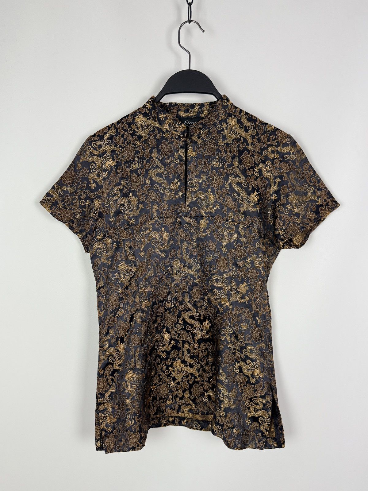 Vintage Y2K Vintage Etam Gold Dragon Jacquard Asian Cheongsam Top Size XS / US 0-2 / IT 36-38 - 1 Thumbnail