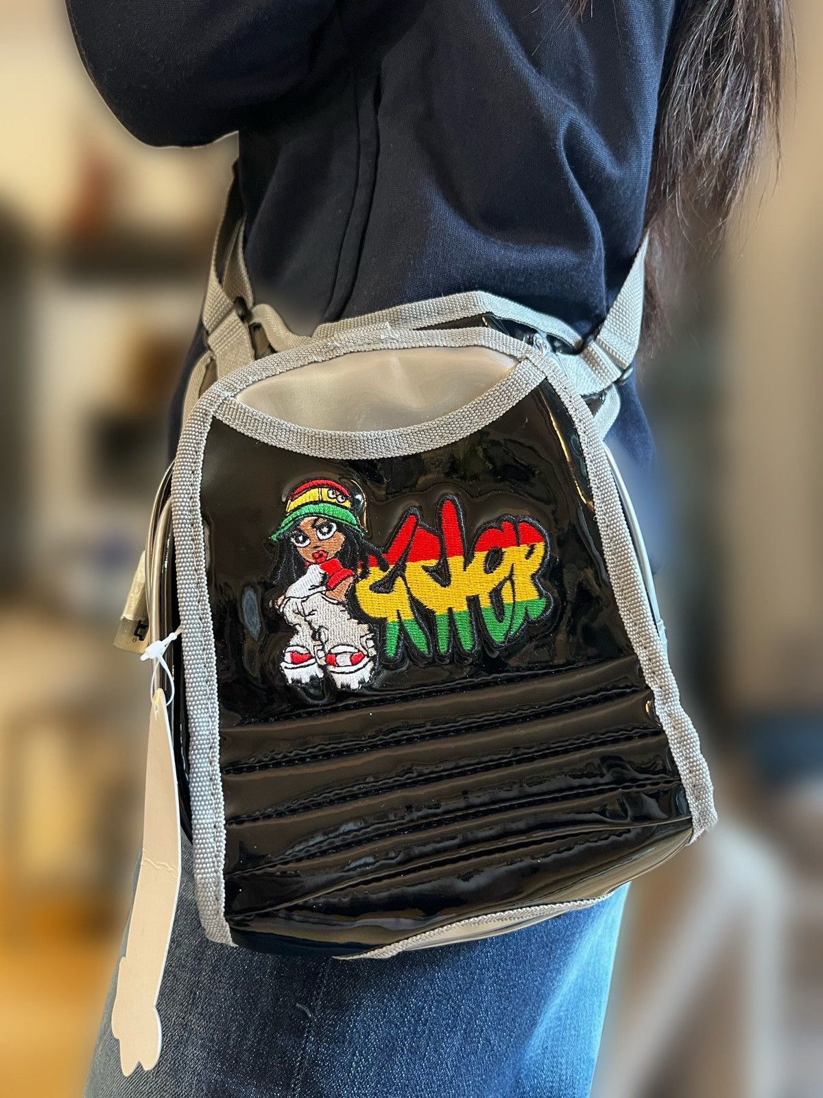 Vintage Beautiful Y2K Spirit bag (Black grey) Size ONE SIZE - 1 Thumbnail