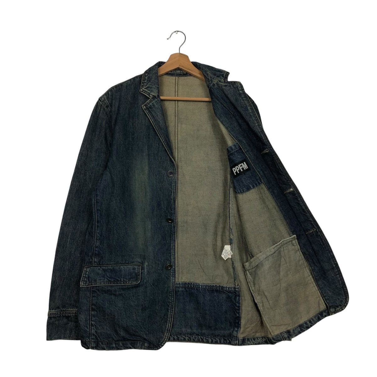 PPFM 🔥VINTAGE DENIM BIKER JACKET PPFM ISSEY MIYAKE Size US L / EU 52-54 / 3 - 13 Thumbnail