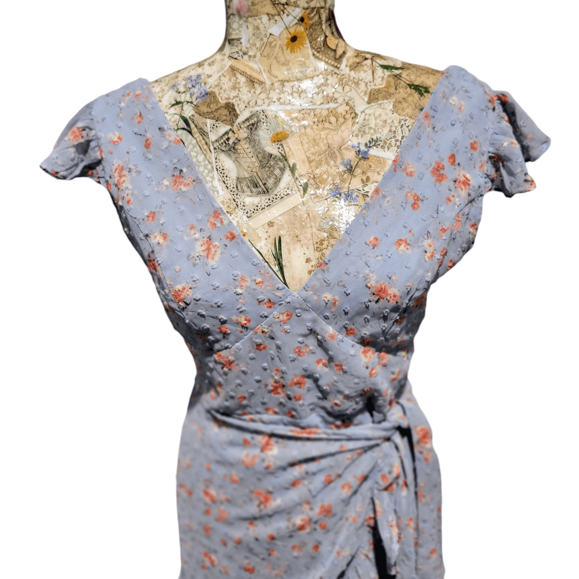 NBDN Nobrandedon Dee Elly Blue Ditsy Floral Ruffle Girlcore Short Mini Dress Size S / US 4 / IT 40 - 3 Thumbnail