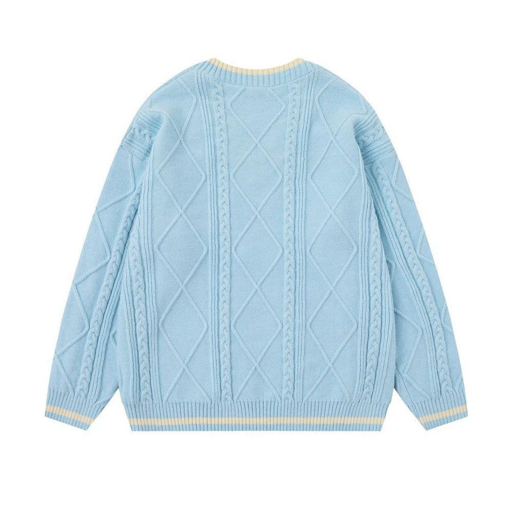 Vintage Men's loose casual letter embroidered V-neck sweater Size US M / EU 48-50 / 2 - 2 Thumbnail