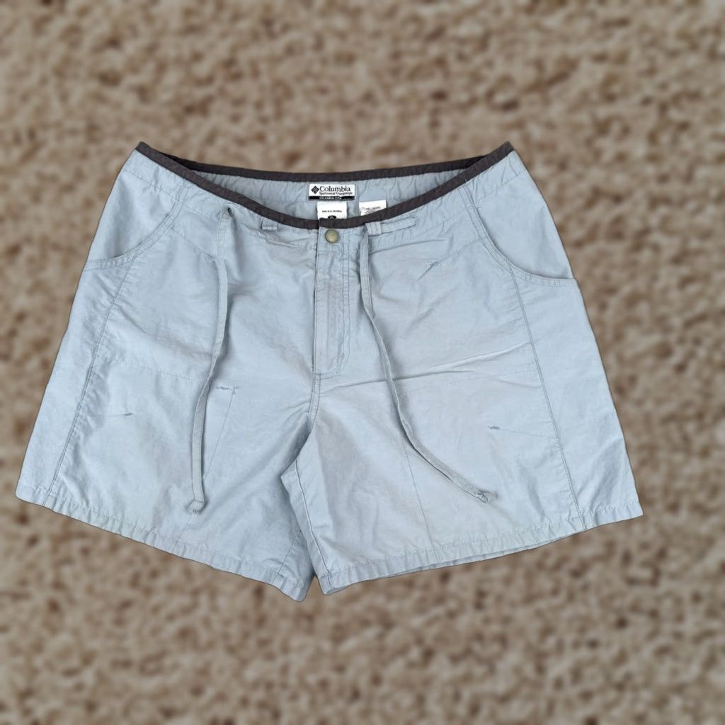 Vintage VINTAGE Columbia Shorts Womens XL Blue Nylon Cotton Blend Drawstring 6" Inseam 6in Pocket Logo Outdoor Fish Camping Hiking Size 40" / US 18 - 1 Thumbnail