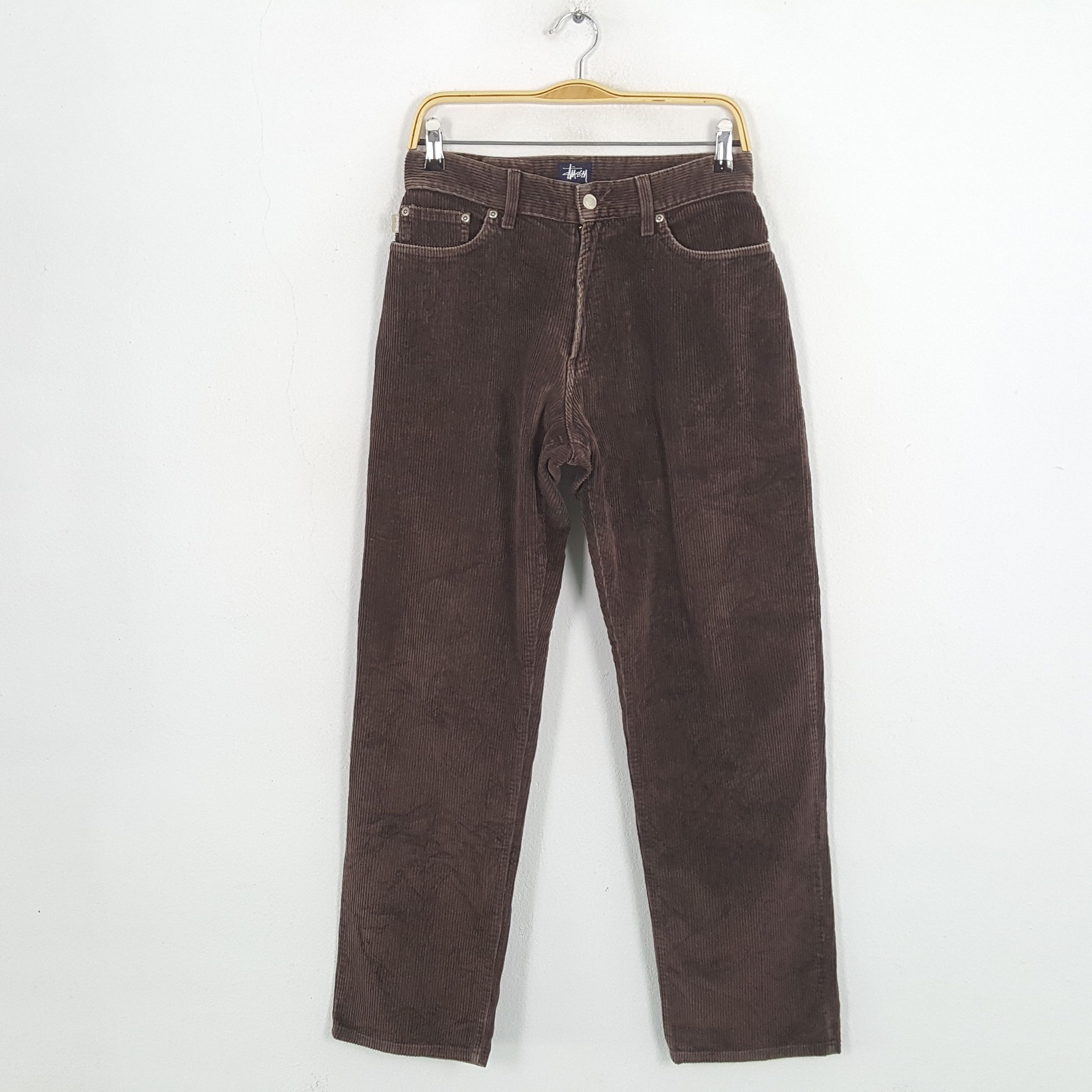 Stussy × Vintage Vintage STUSSY Streetwear Skateboard Big Logo Corduroy Pant Size US 27 - 4 Thumbnail