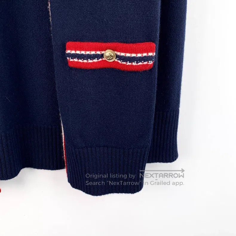 Chanel Chanel Dark blue rolled-edged cashmere knitted cardigan co Size XS / US 0-2 / IT 36-38 - 4 Thumbnail