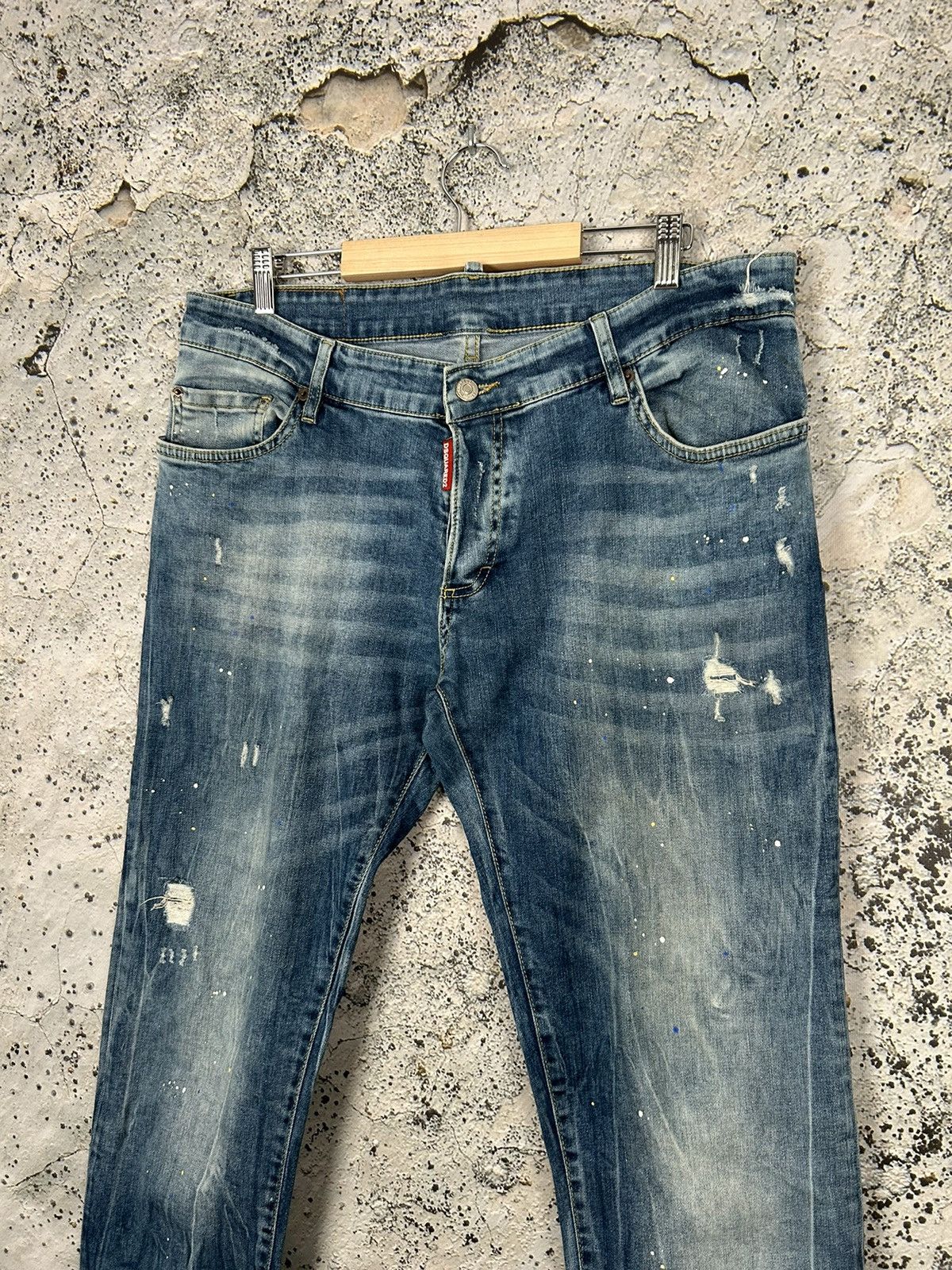 Vintage Dsquared2 Distressed Denim Pants Paint Y2K Punk