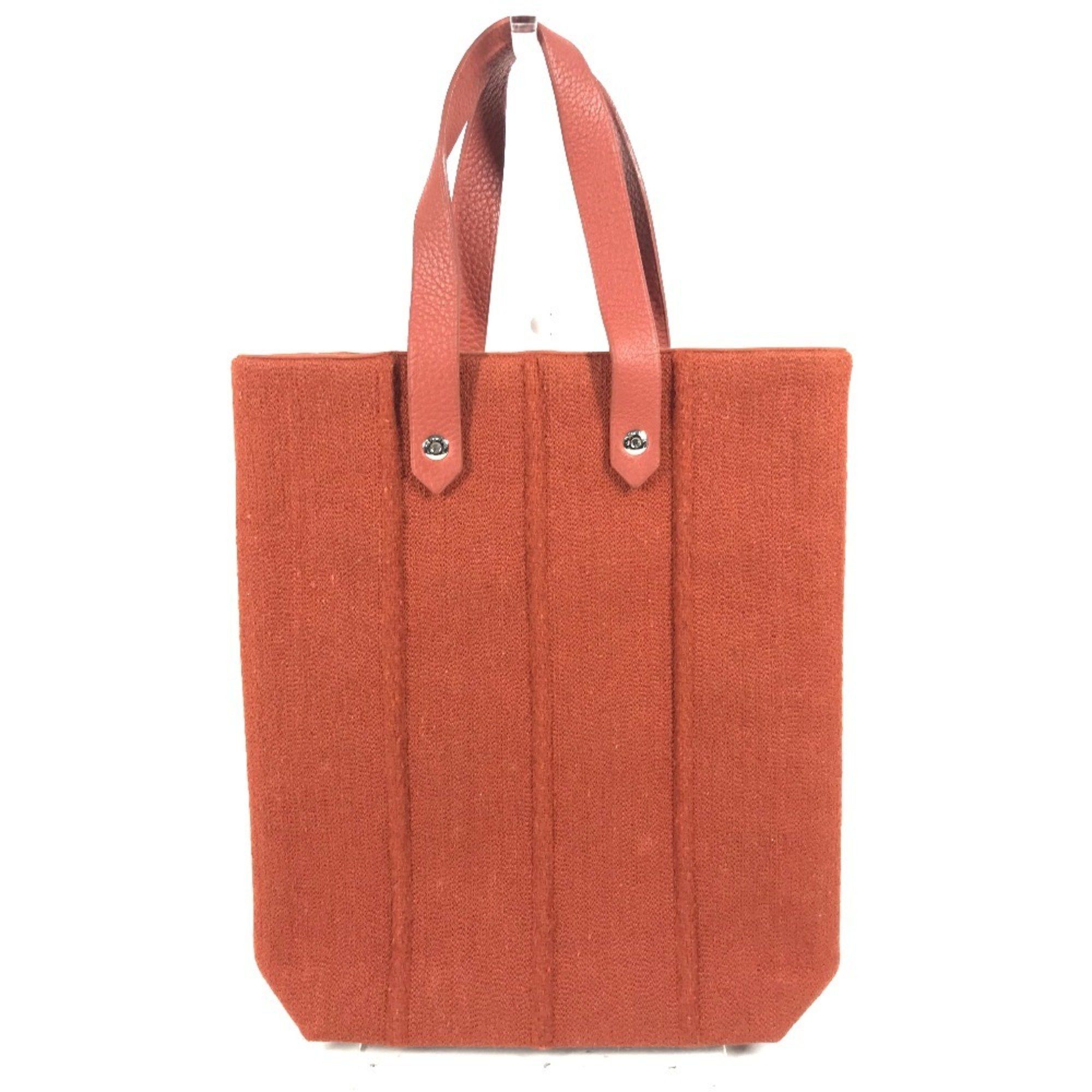 HERMES Amedaba PM Tote Bag Mini Handbag Wool Leather Women's Orange