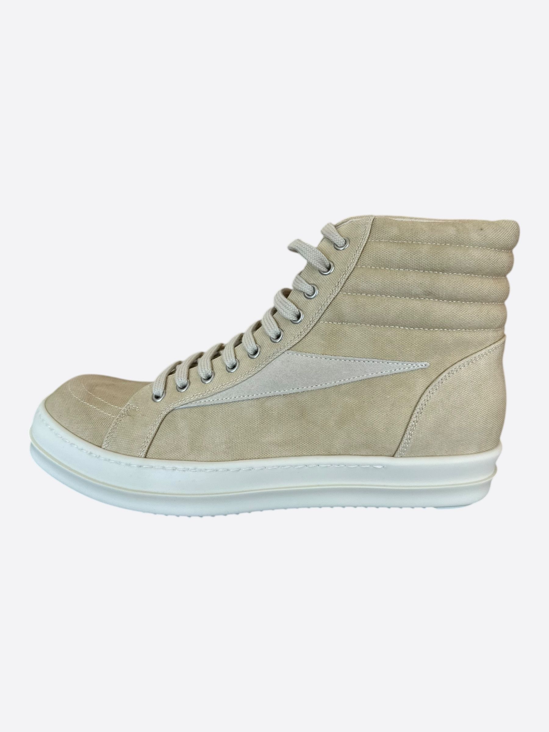 Rick Owens Rick Owens Beige & White Vintage High Top Sneakers Size US 10 / EU 43 - 3 Thumbnail