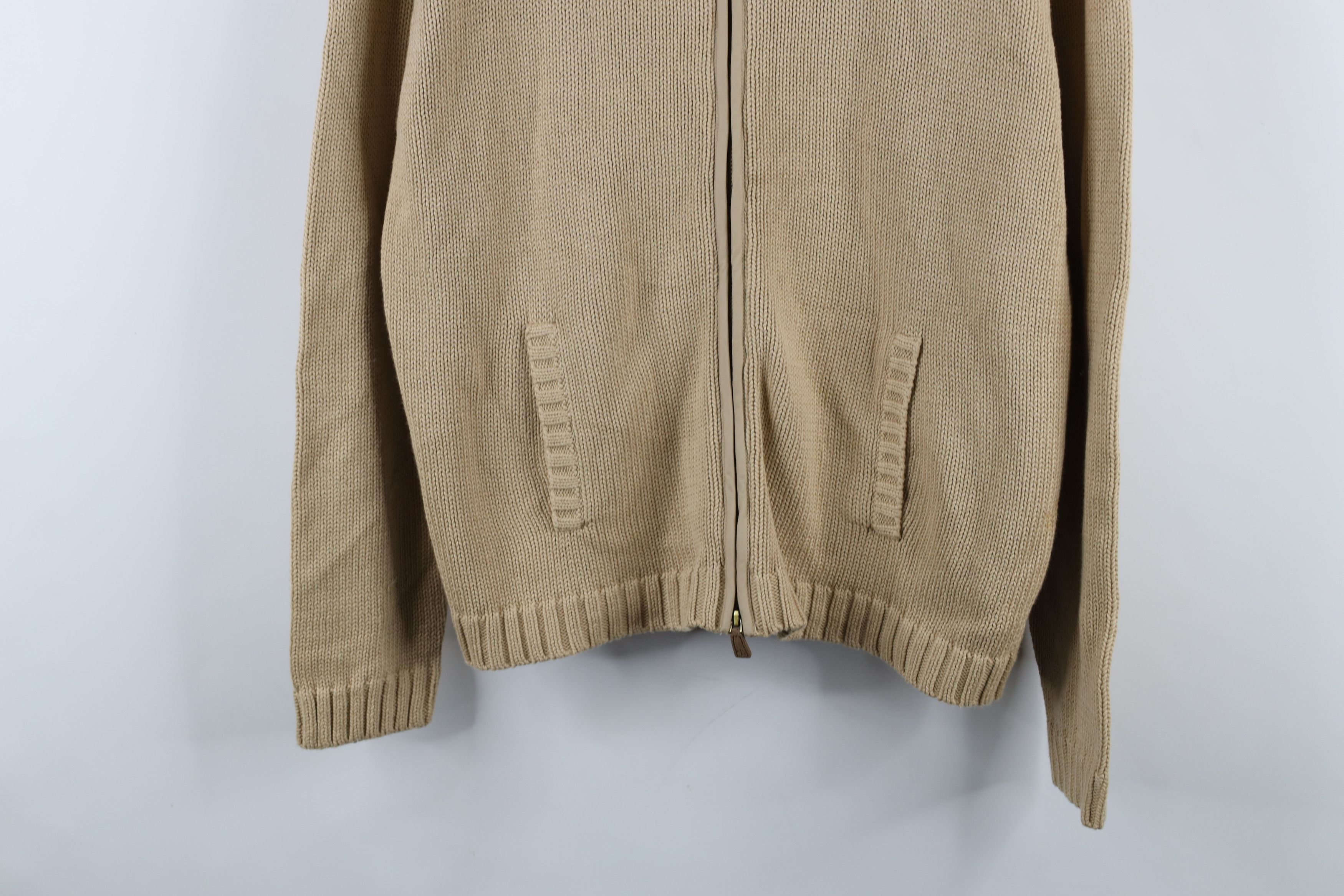 Ralph Lauren × Vintage Vintage 90s Ralph Lauren Cotton Ribbed Knit Full Zip Sweater Size L / US 10 / IT 46 - 3 Thumbnail