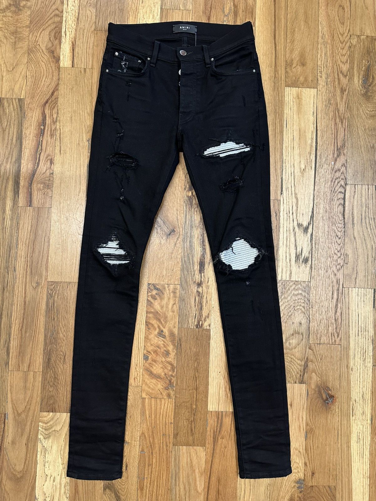 amiri mx1 30 タグ付き Amiri Blue & Black Bandana Patch MX1 Distressed Denim