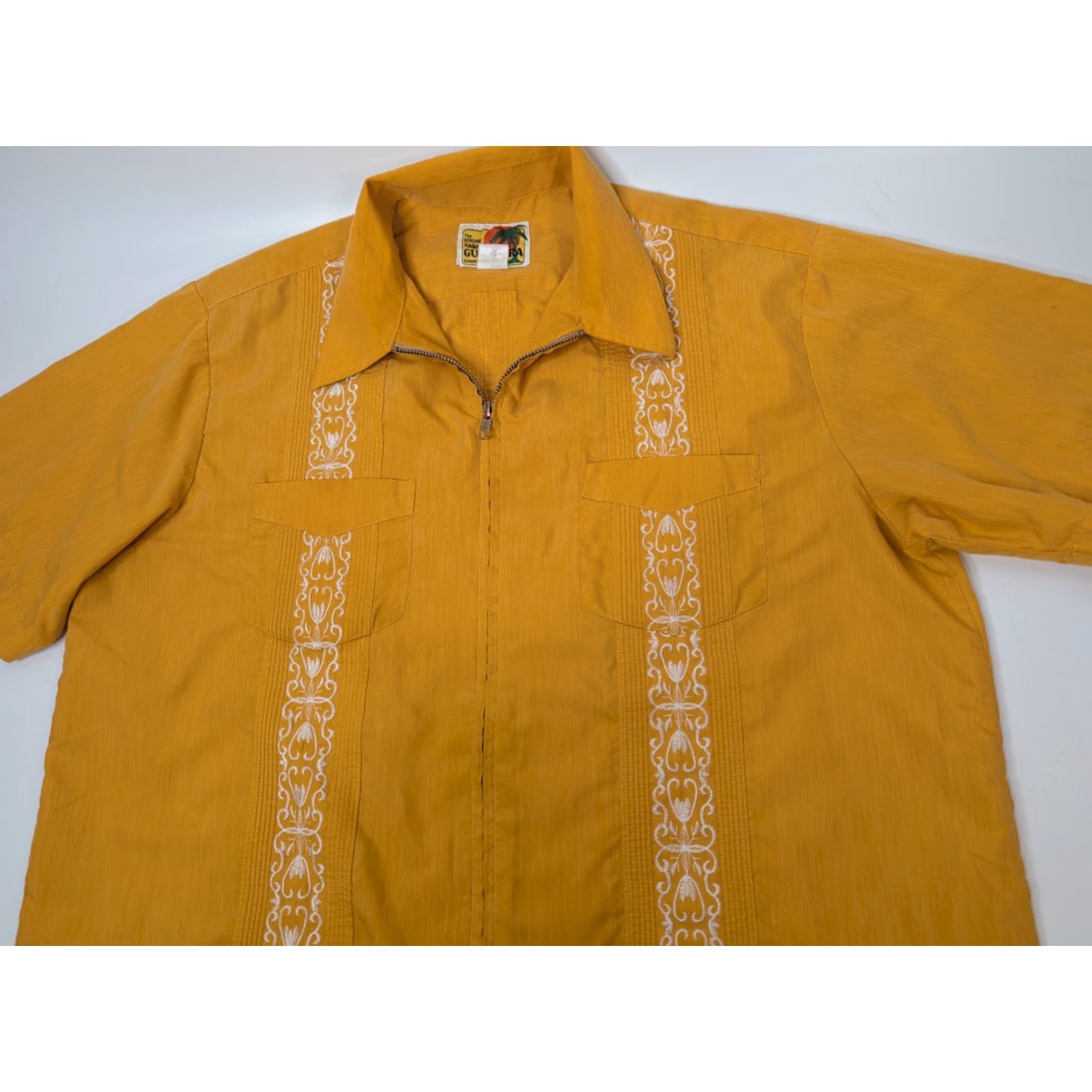 Haband Genuine Haband Guayabera Shirt Men L Yellow Full Zip Short Sleeve Cuban Size US L / EU 52-54 / 3 - 2 Thumbnail
