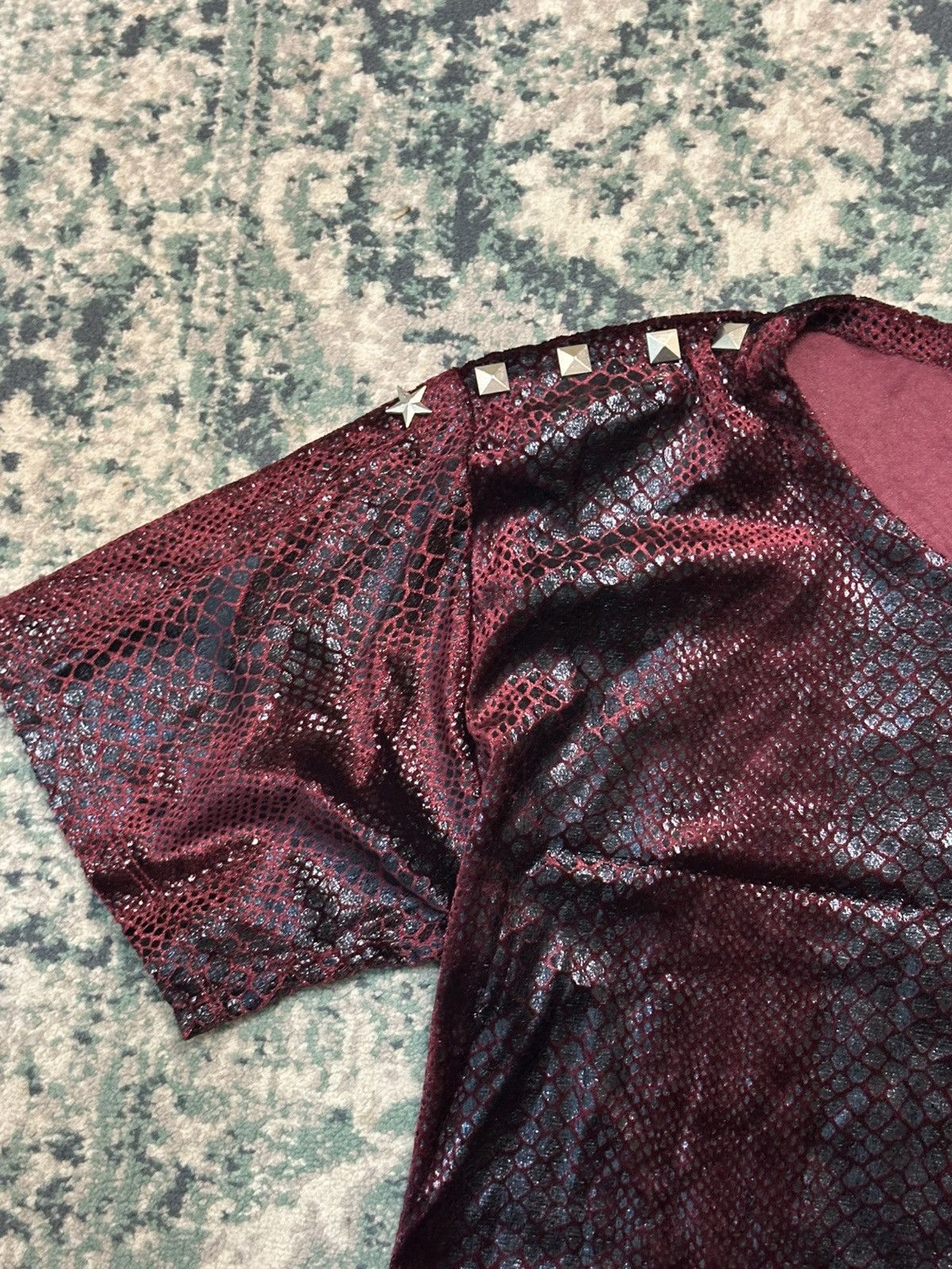 Beauty Beast 1990 - Super Lovers Japan Red Blood Snakeskin Studded Mesh T Size US M / EU 48-50 / 2 - 6 Thumbnail