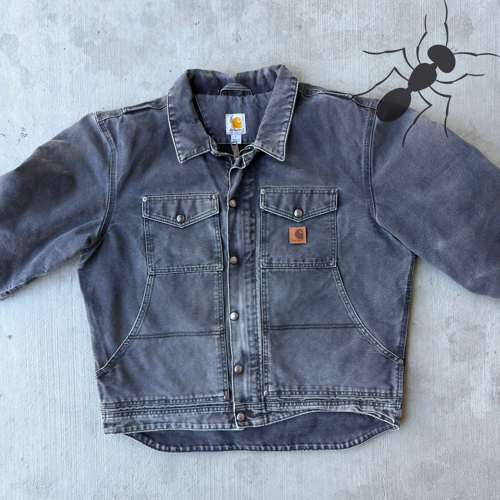 Carhartt × Vintage Carhartt faded black button up work wear jacket Size US L / EU 52-54 / 3 - 3 Thumbnail