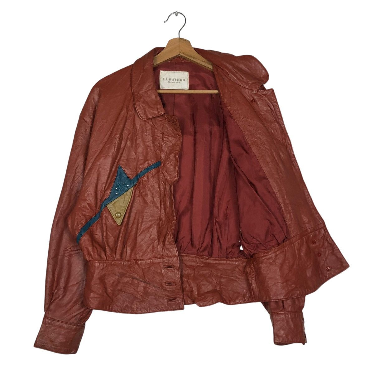 Japanese Brand 🔥VINTAGE BIKER LEATHER JACKET LA HATHOR ISSEY MIYAKE Size US M / EU 48-50 / 2 - 13 Thumbnail