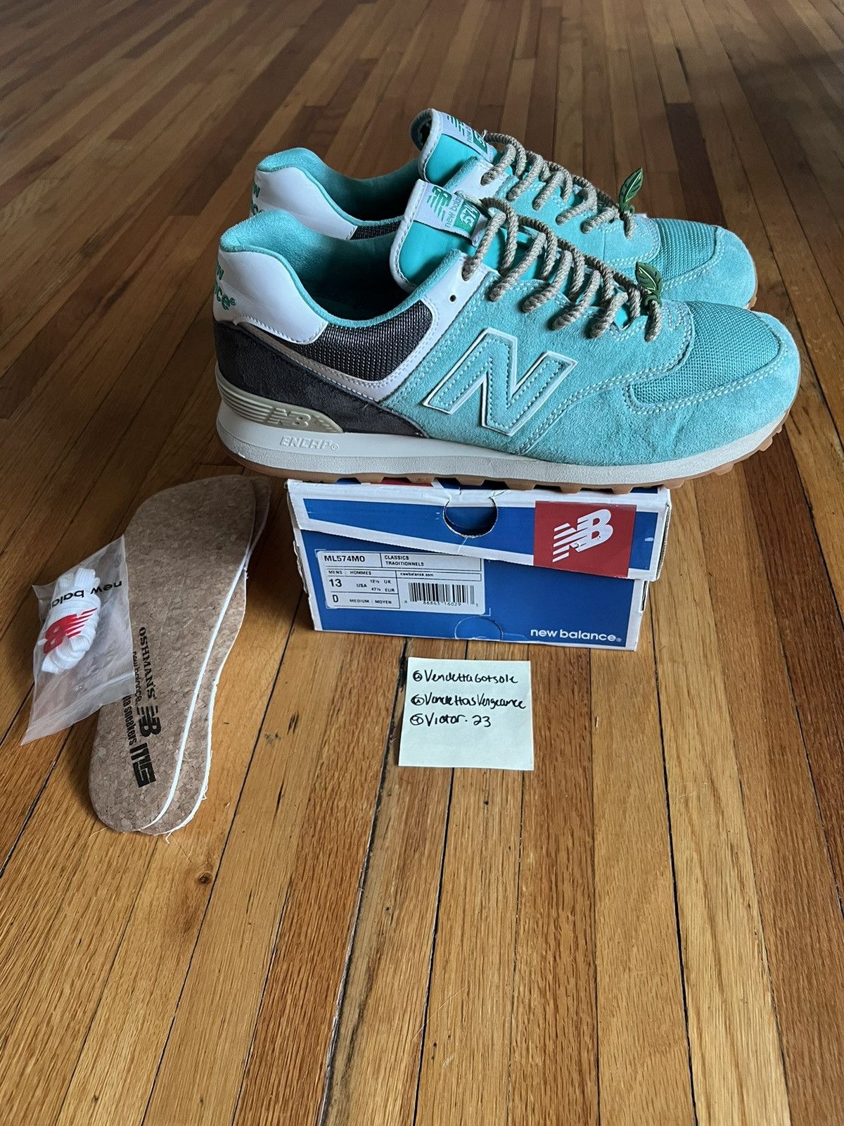 image of 574 Mojito Leaf Mita Sneakers Collab 2012 Us13 in Teal Blue/Green, Men's