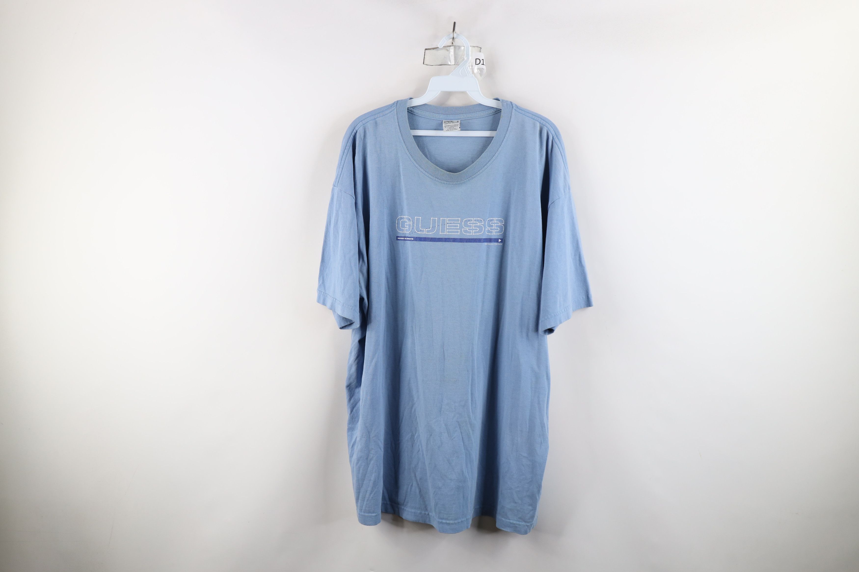 Guess × Vintage Vintage Y2K 2001 Guess Spell Out Stencil T-Shirt Blue Cotton Size US XL / EU 56 / 4 - 1 Thumbnail