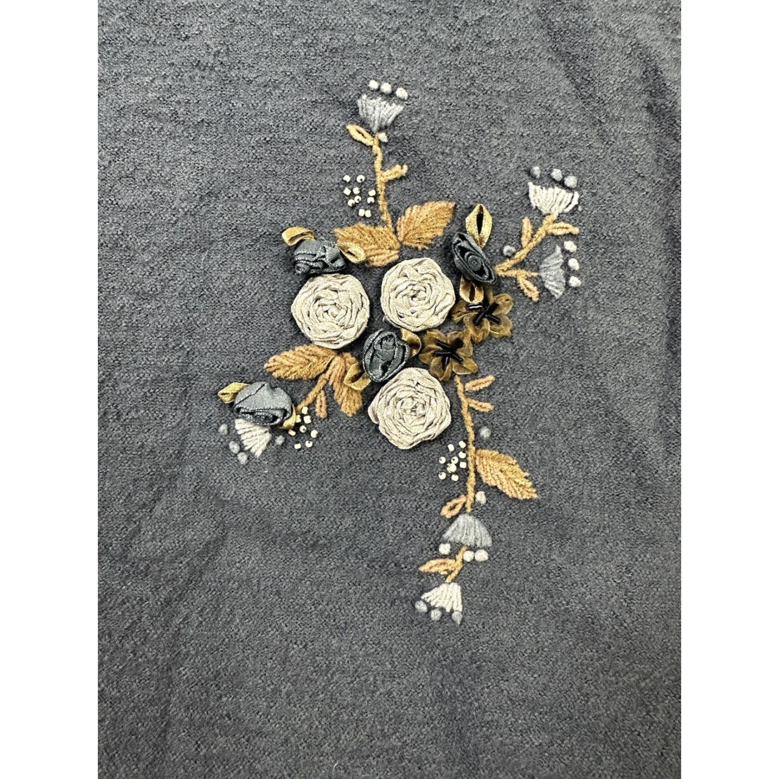 Vintage VINTAGE Koret Sweater Vest Woman 2XL Blue Floral Embroidered Wool Button Knit Collarless Bohemian 80s Spring Winter Women Size XXL / US 16-18 / IT 52-54 - 3 Thumbnail