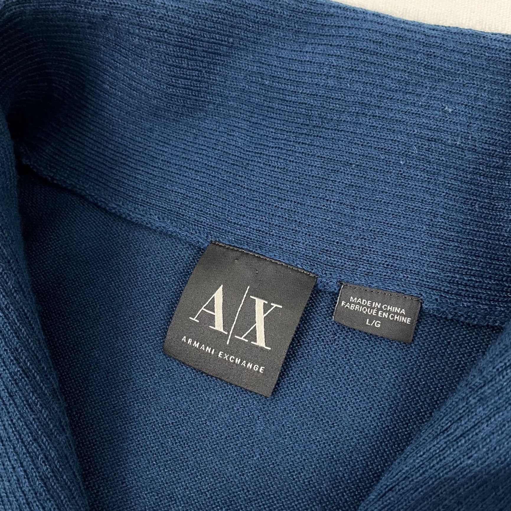 Armani Exchange Armani Exchange Sweater Mens Large Wool Blend Blue Shawl Collar Preppy Old Money Size US L / EU 52-54 / 3 - 2 Thumbnail
