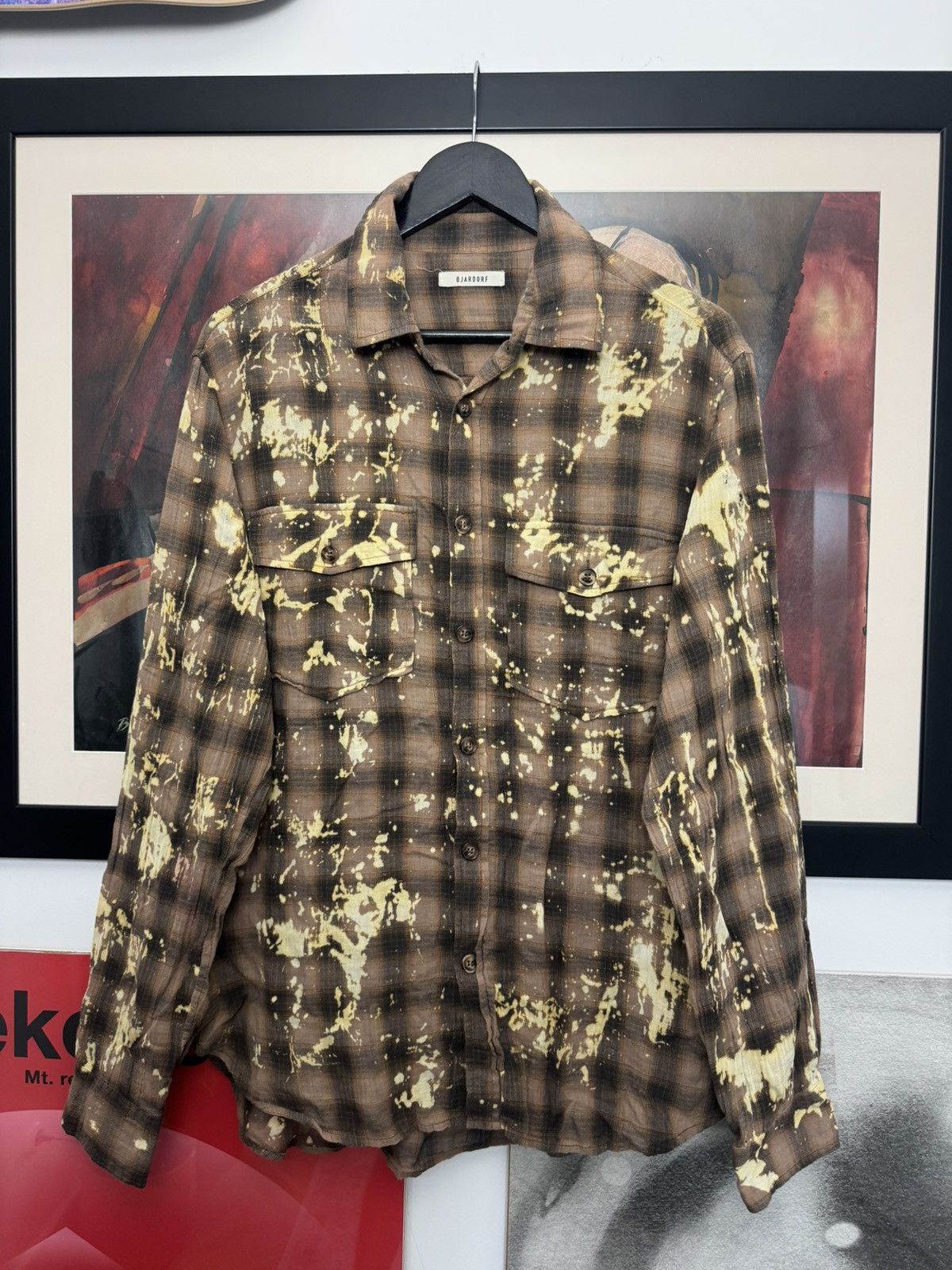 Ojardorf Ojardorf Bleached Flannel Shirt Button Up Splatter Rare Size US XL / EU 56 / 4 - 1 Thumbnail