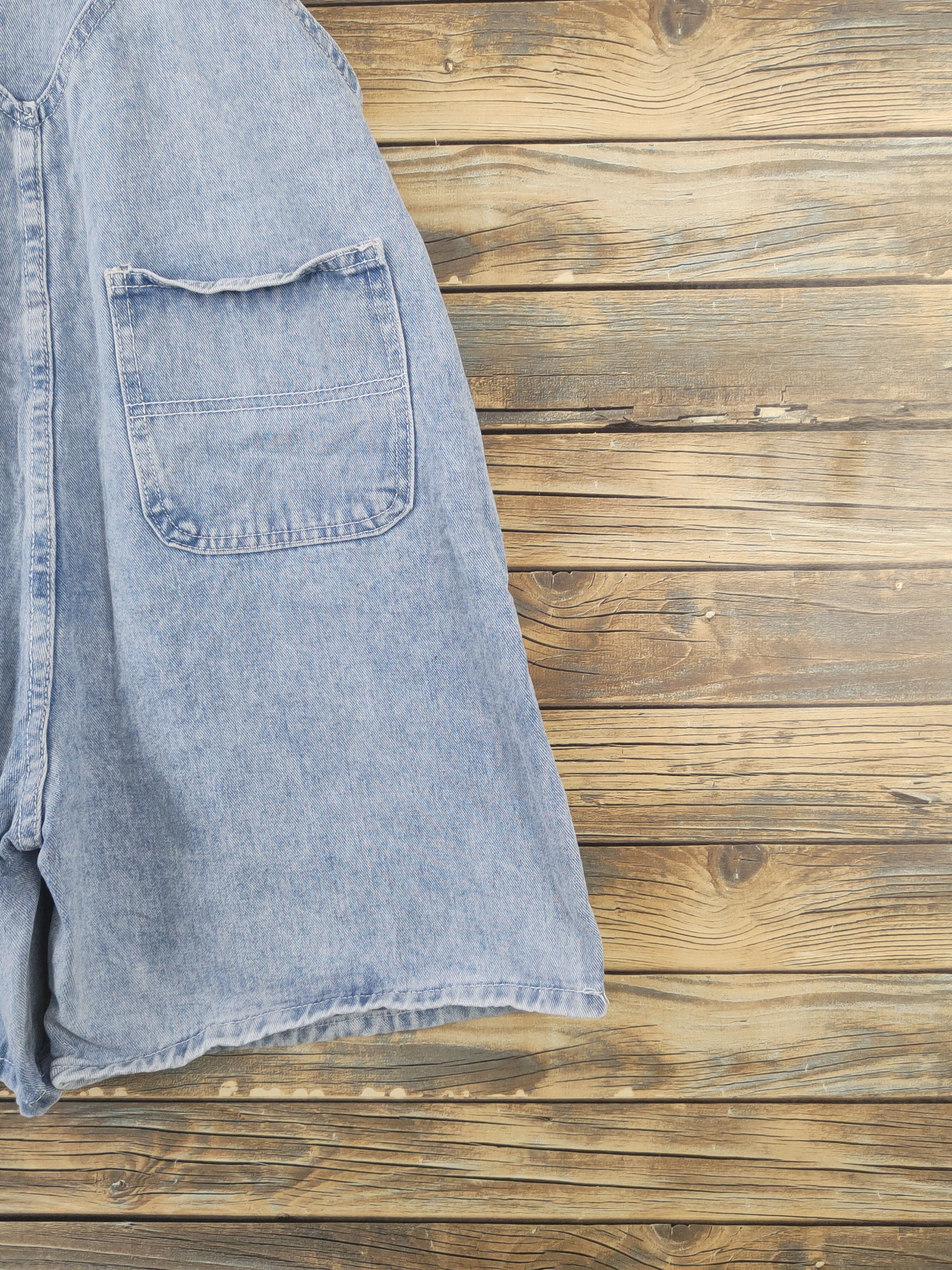 Japanese Brand × Vintage Japanese Brand Light Blue Denim Shortall Jumpsuits Size 33" - 9 Thumbnail