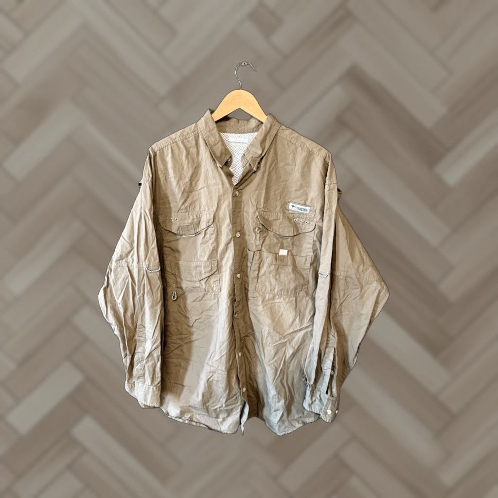 Doublet Columbia Mens Brown Long Sleeve Button-Up Shirt Double Pocket Size L - Brown, Regular, Men's Shirt Size US L / EU 52-54 / 3 - 1 Thumbnail