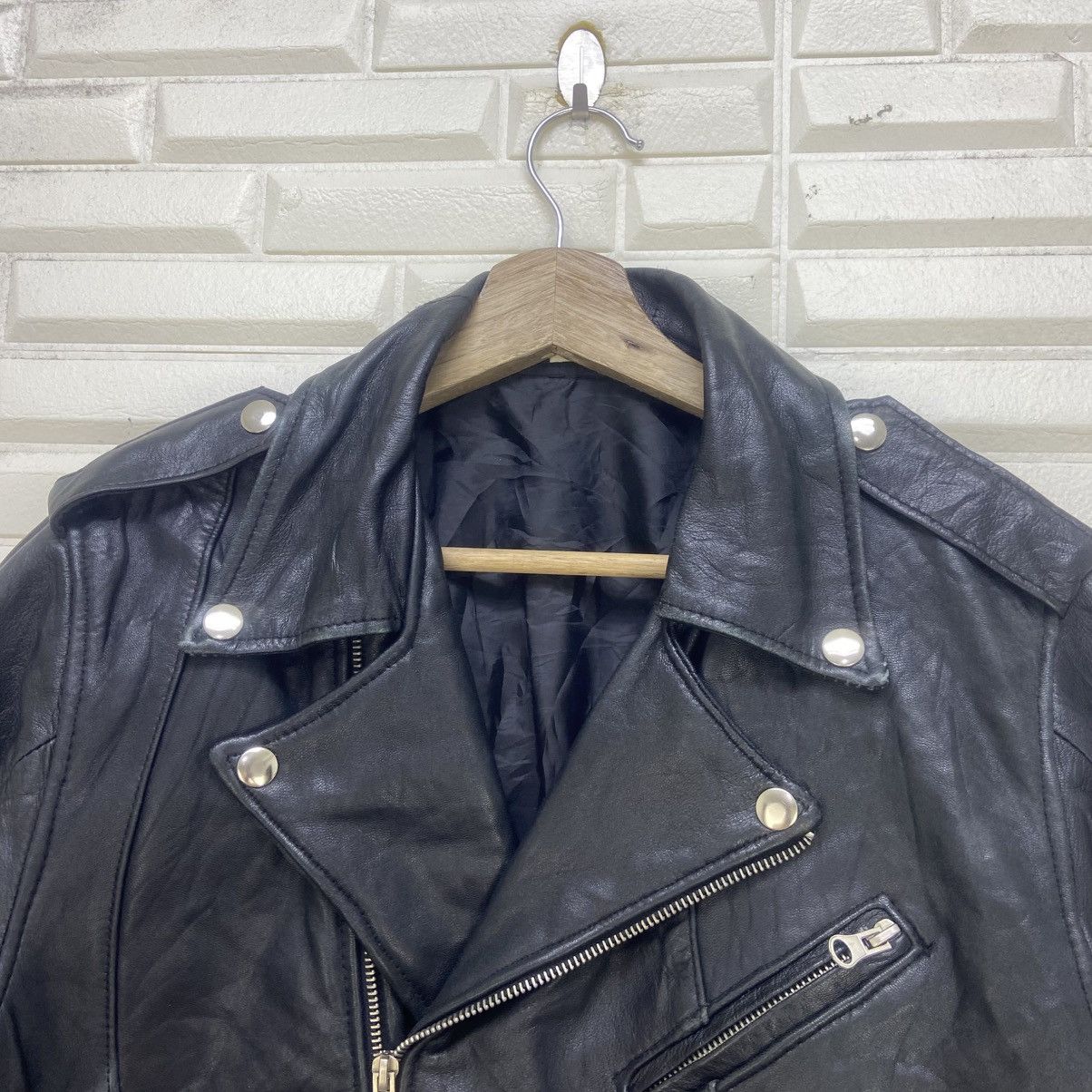 Genuine Leather × Japanese Brand × Leather Japanese Brand Double Collar Leather Jacket Size US XS / EU 42 / 0 - 9 Thumbnail