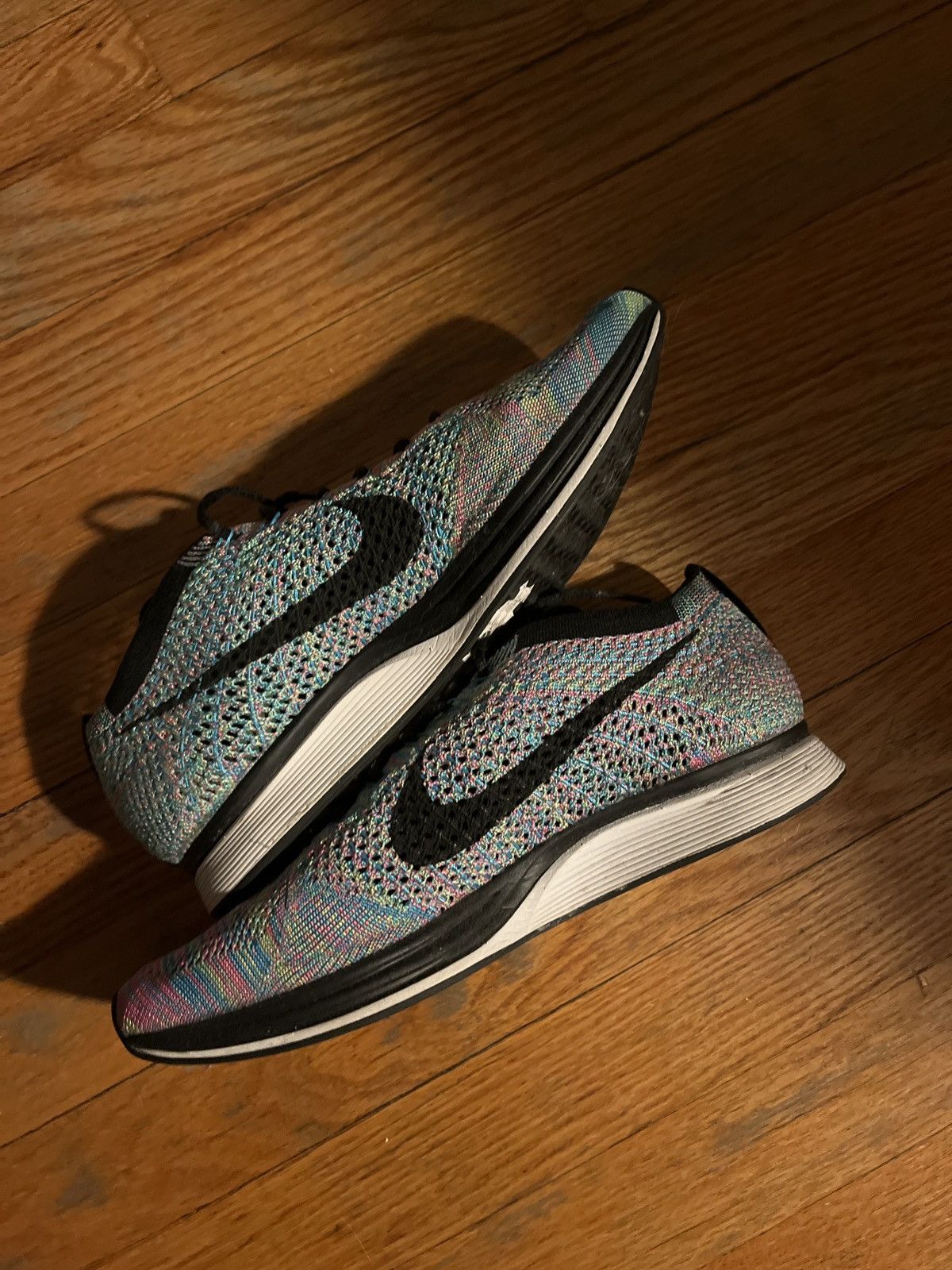 image of Nike Fly Knit Racer ‘Multi Color’ Shoes in Green, Men's (Size 7.5)