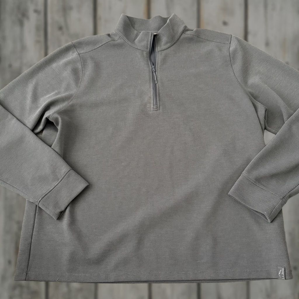 Vintage LL Bean Mountainside Mens XL Gray 1/4 Zip Pullover Micro Waffle Casual Outdoor Size US XL / EU 56 / 4 - 1 Thumbnail
