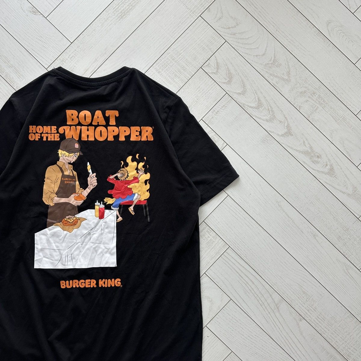Anime Burger King x One Piece t-shirt anime Luffy graphic rare y2k Size US L / EU 52-54 / 3 - 3 Thumbnail