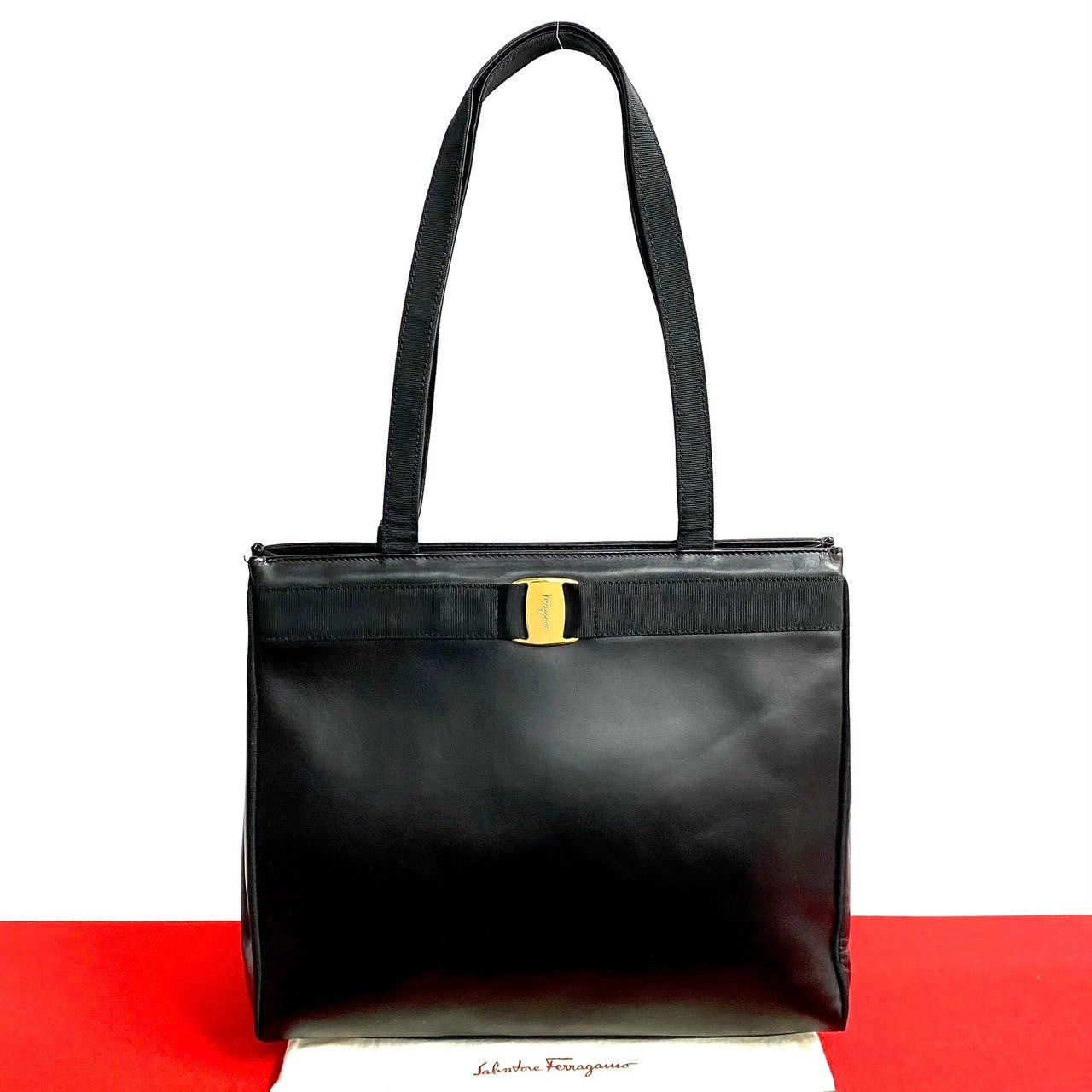 Salvatore Ferragamo Tote Bag Black Leather