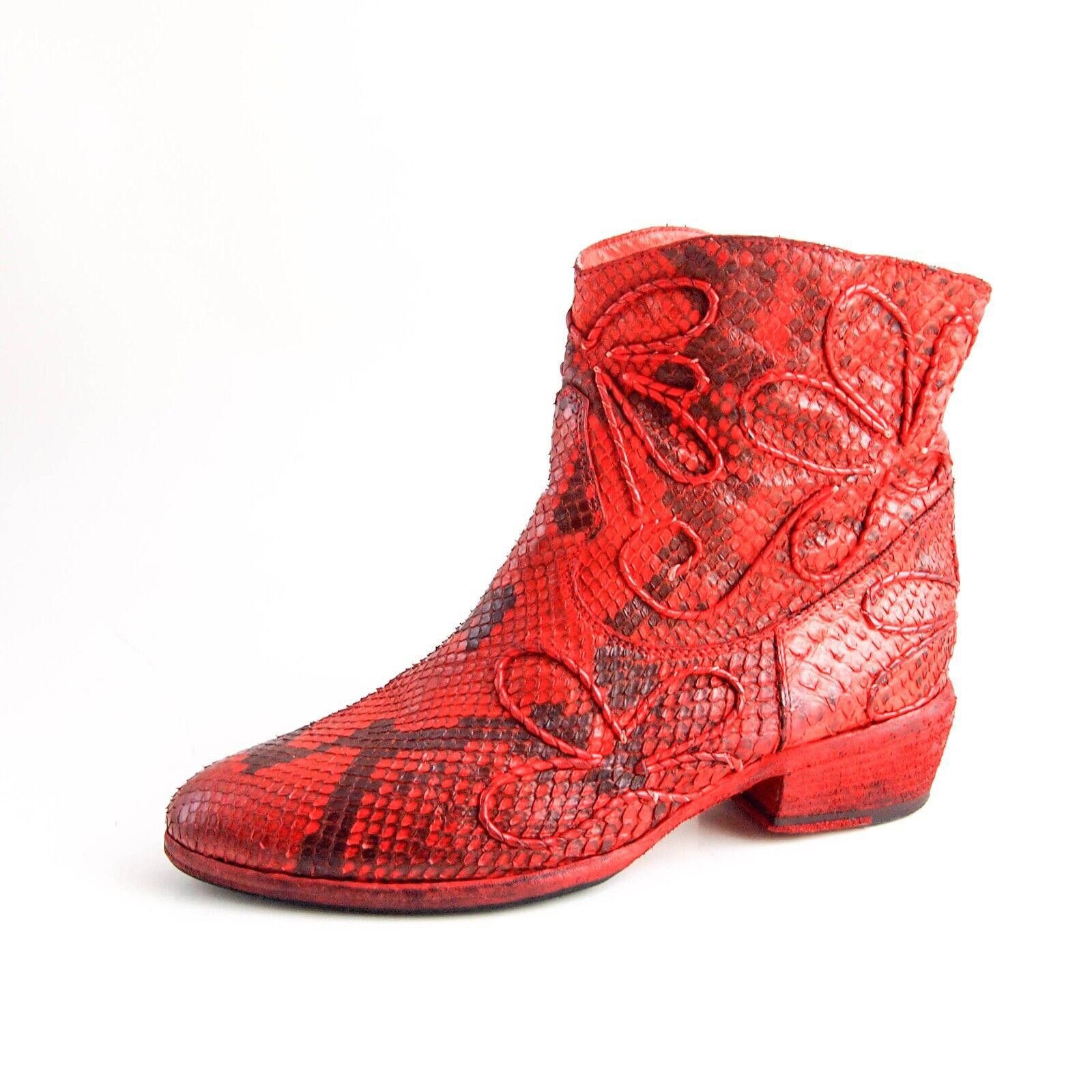 Designer Fauzian Jeunesse Python Boots Red Size US 6 EU 36 $960 Size US 6 / IT 36 - 1 Thumbnail