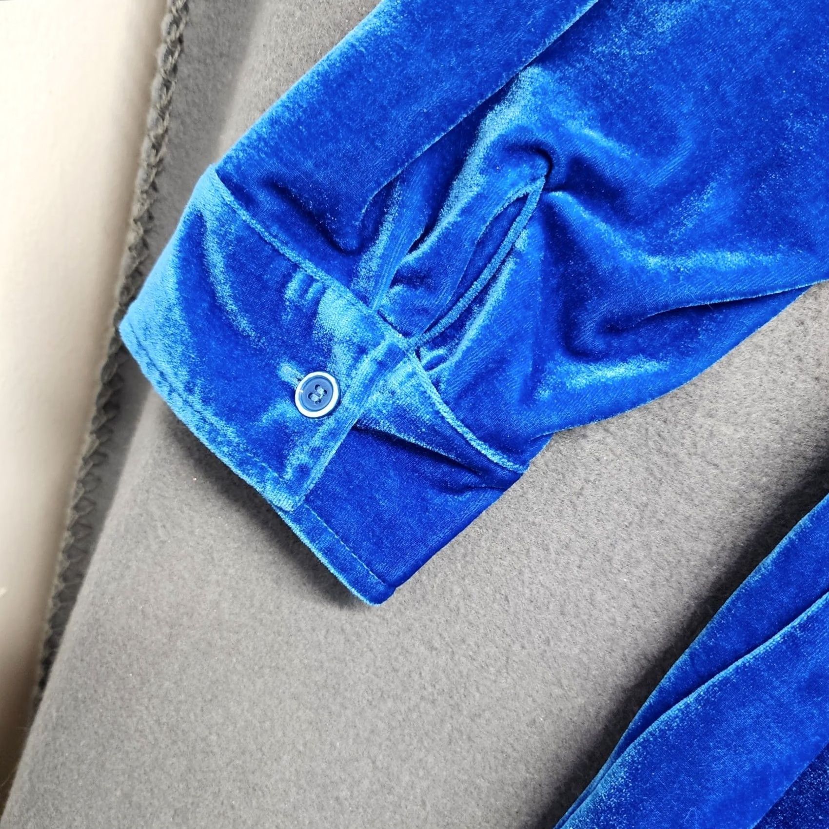 Soft Surroundings VINTAGE Soft Surroundings Top Women 2X Blue Velvet Long Sleeve Button-Up Collared Shirt Womens Size XXL / US 16-18 / IT 52-54 - 7 Thumbnail