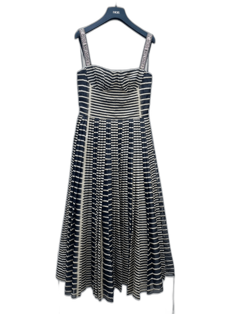 Dior Dior Striped Pleated Dress with Beads Size M / US 6-8 / IT 42-44 - 1 Thumbnail