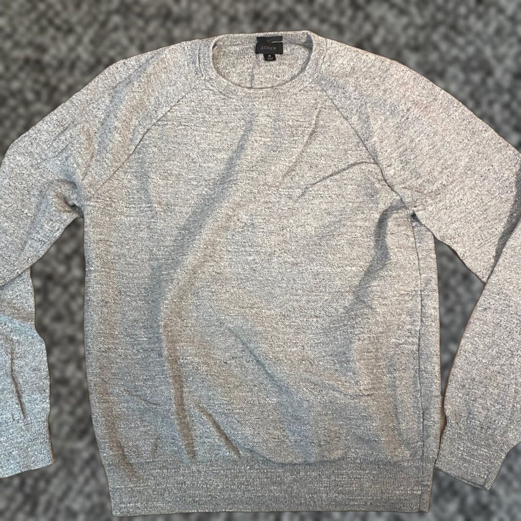 J.Crew J.Crew Slim Fit Crewneck Sweater Mens Raglan Cotton Knit Grey Marl C8445 Size US M / EU 48-50 / 2 - 1 Thumbnail