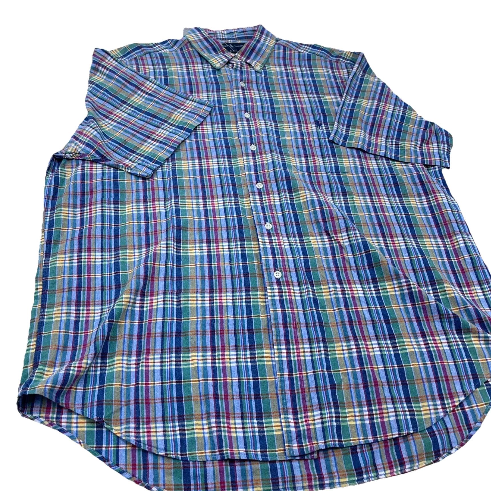 Ralph Lauren VINTAGE Ralph Lauren Men XL Button-Up Shirt Plaid Short Sleeve Blue Pink Casual Office Party Size US XL / EU 56 / 4 - 5 Thumbnail