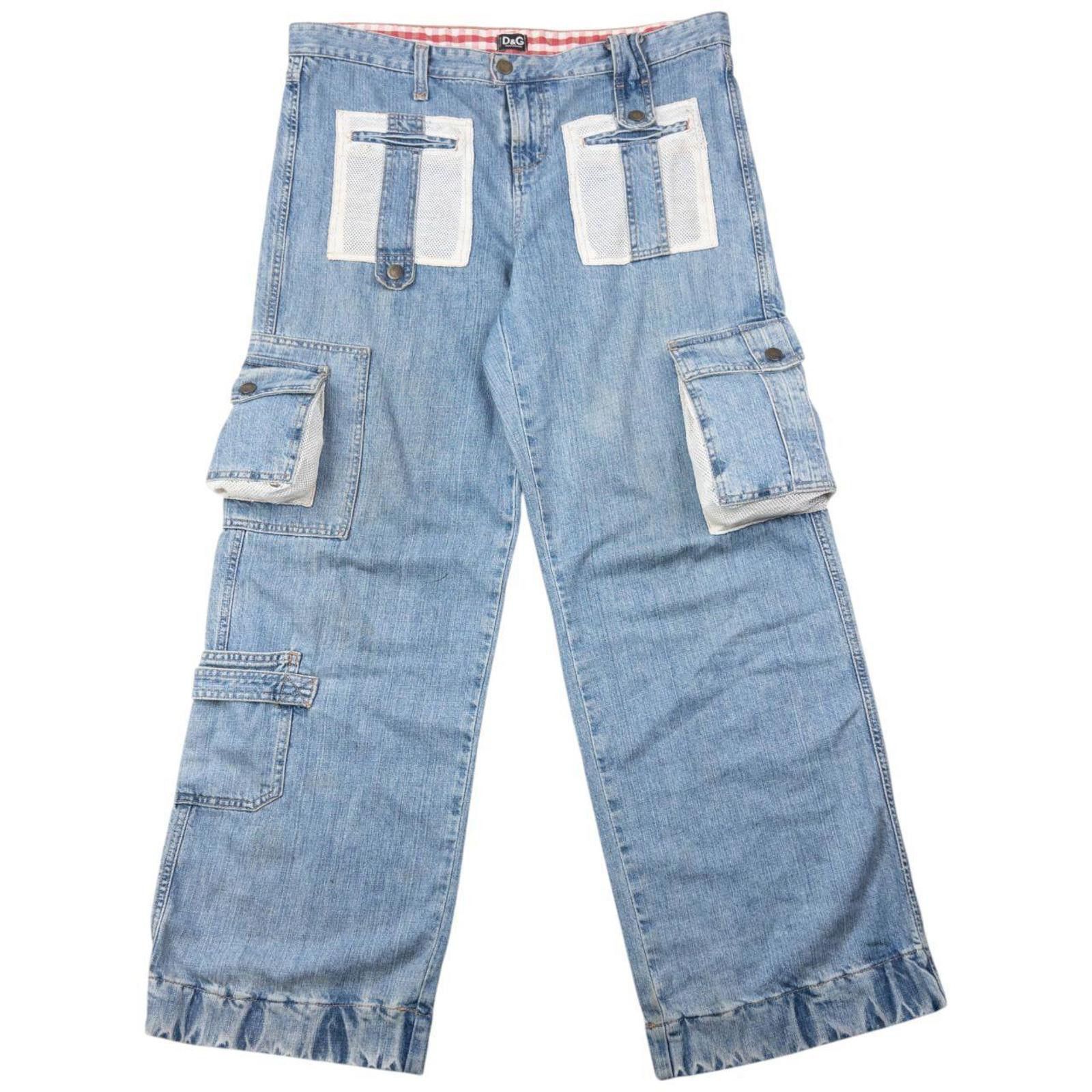 Dolce & Gabbana Vintage 2000s Dolce & Gabbana Mesh Cargo Denim Jeans W38 Size US 38 / EU 54 - 1 Thumbnail