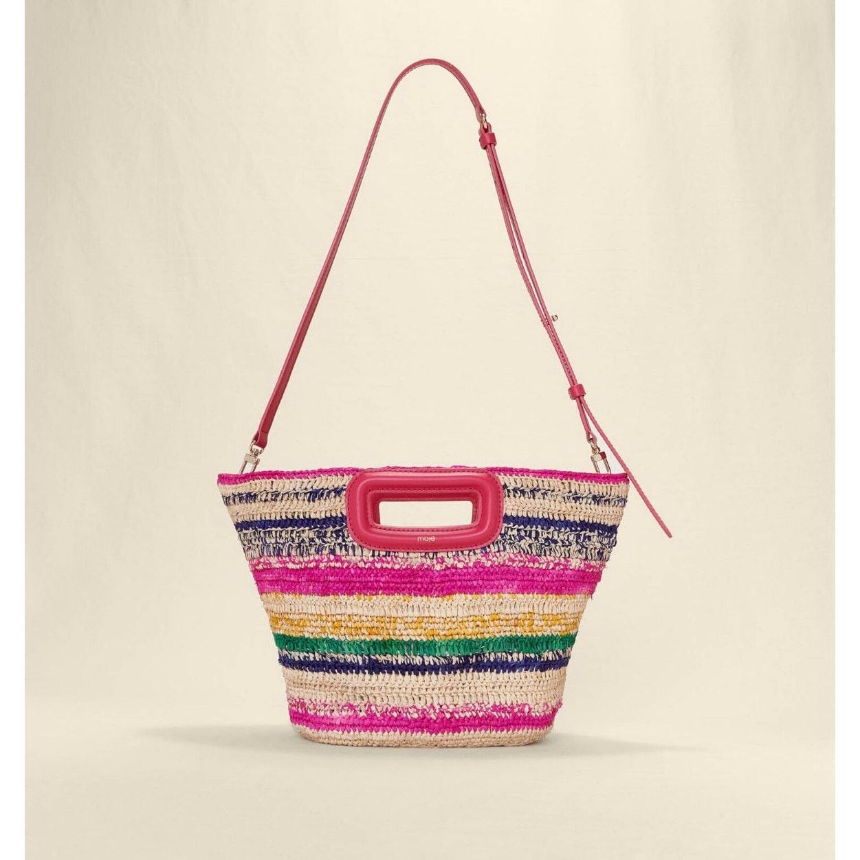 Maje NEW NWT MAJE M Mini Striped Raffia Basket Bag Fuschia Size ONE SIZE - 3 Thumbnail