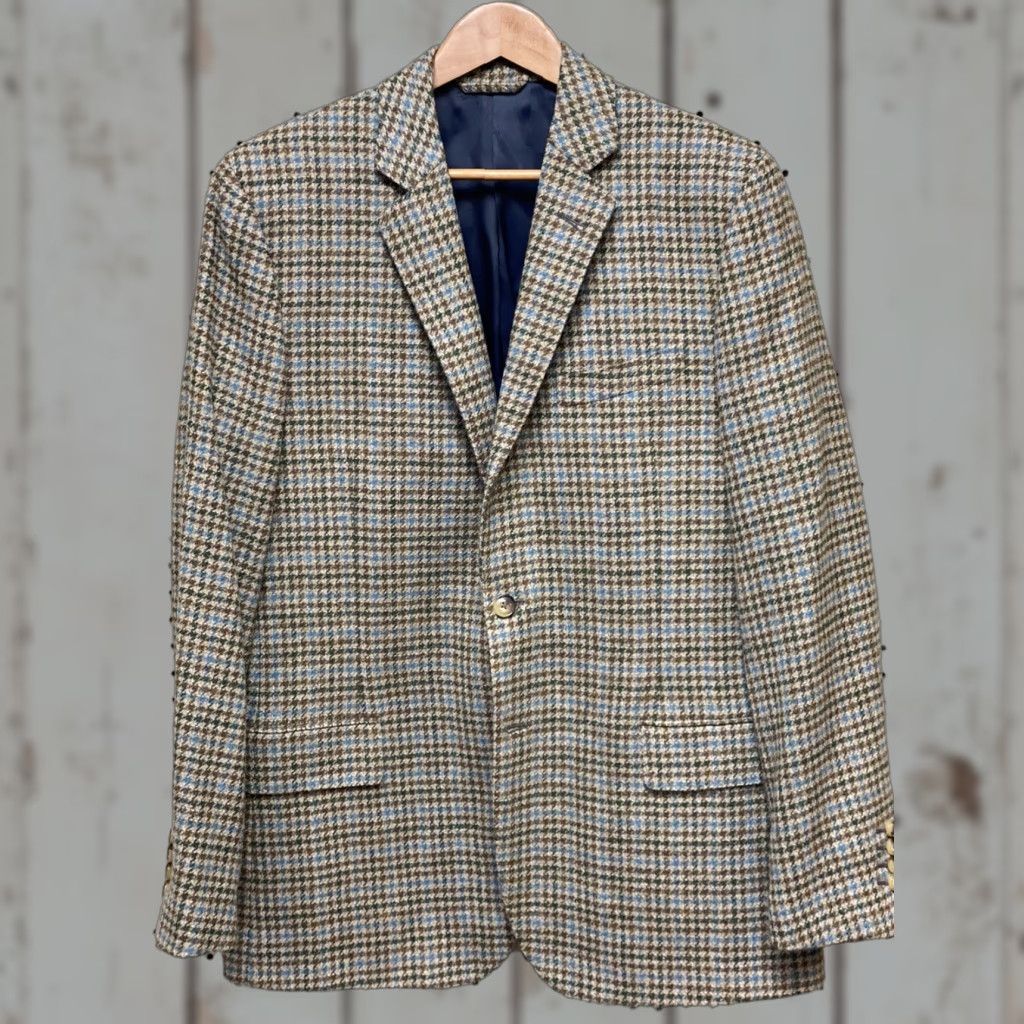 Vineyard Vines Vineyard Vines Sport Coat Jacket Men 42L Wool Houndstooth Check Two-Button Notch Lapel Brown Tan Aqua Green Multicolor 42L Size US XS / EU 42 / 0 - 1 Thumbnail