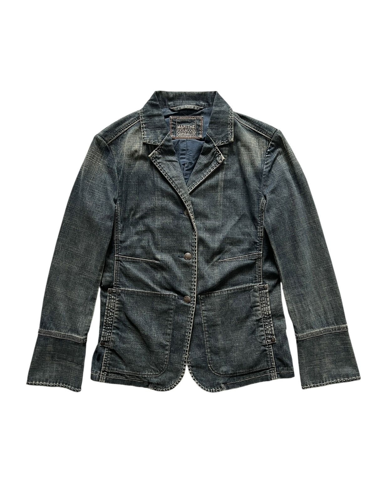 Marithe + Francois Girbaud 1990s Marithe Francois Girbaud Denim Blazer Jacket Size S / US 4 / IT 40 - 1 Thumbnail