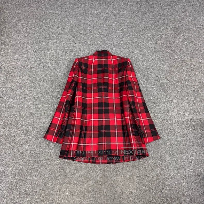 Other Balenciaga Plaid Red and Black Wool Hourglass Jacket Size XXS / US 00 / IT 34 - 2 Thumbnail