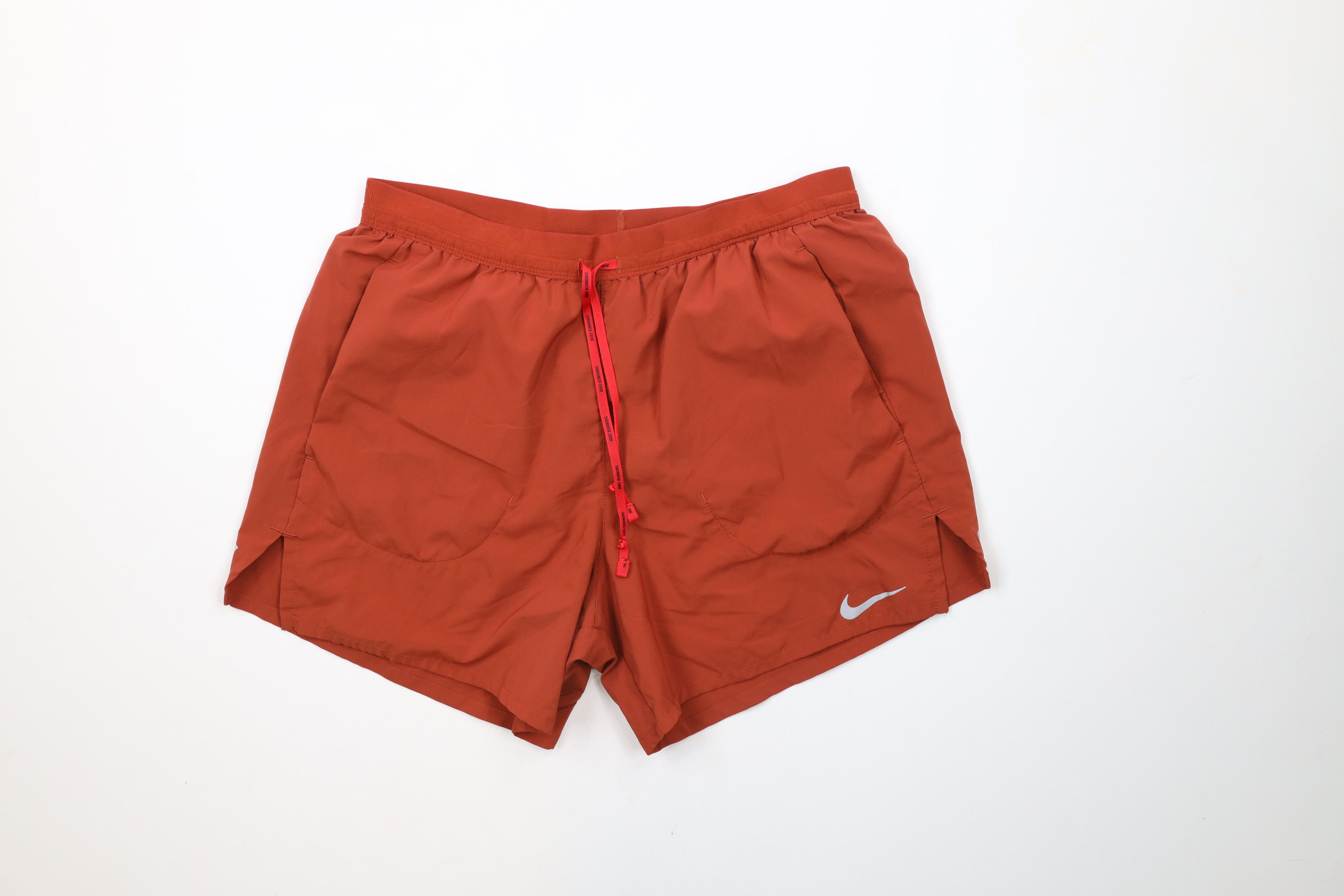 Nike × Vintage Nike Running Swoosh 5" Lined Stride Running Shorts Orange Size US 32 / EU 48 - 1 Thumbnail
