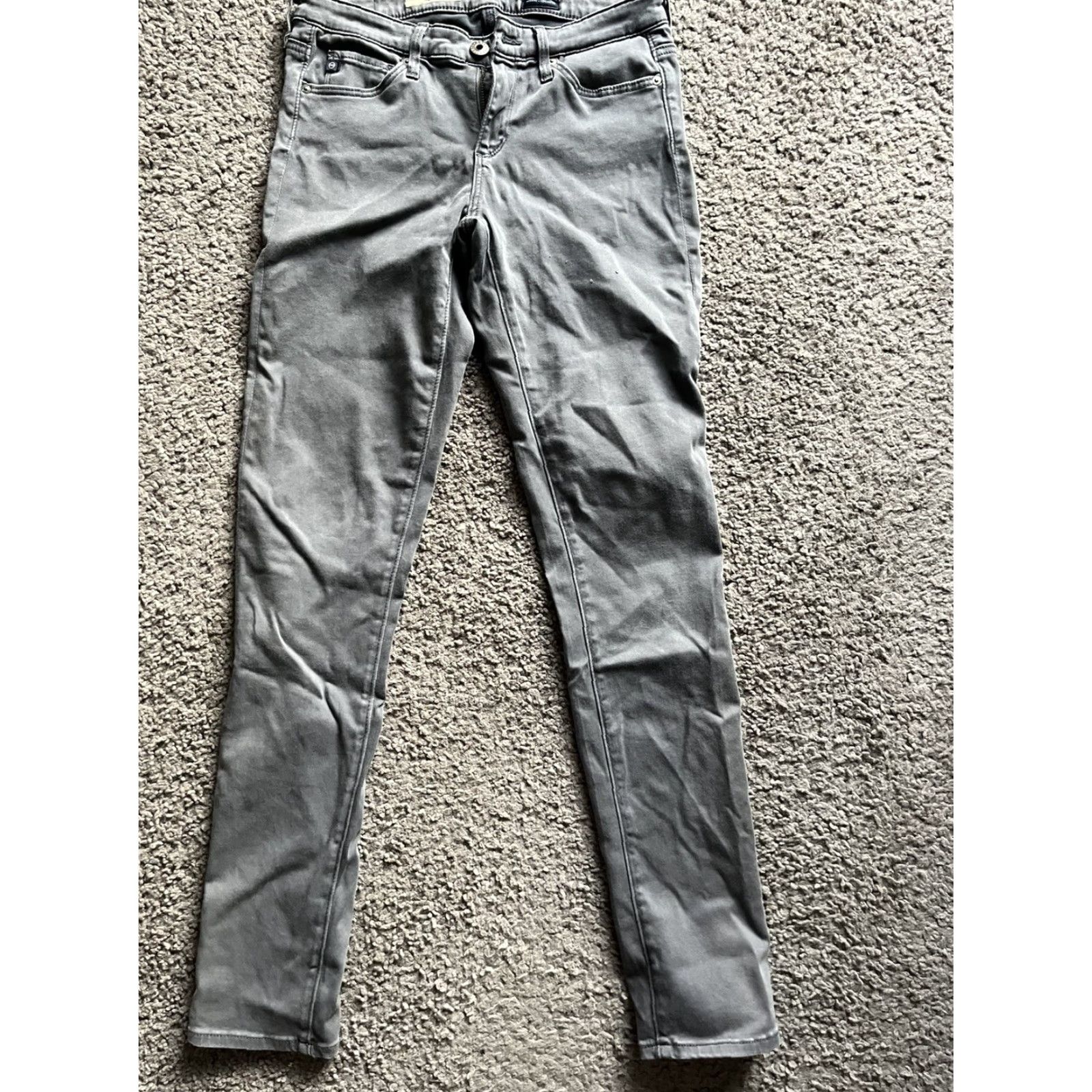 Vintage AG Adriano Goldschmied The Stilt Gray Jean Wash 25R Denim Straight 5-Pocket Cropped Mid Rise Women Jeans Size 42" / US 20 - 3 Thumbnail
