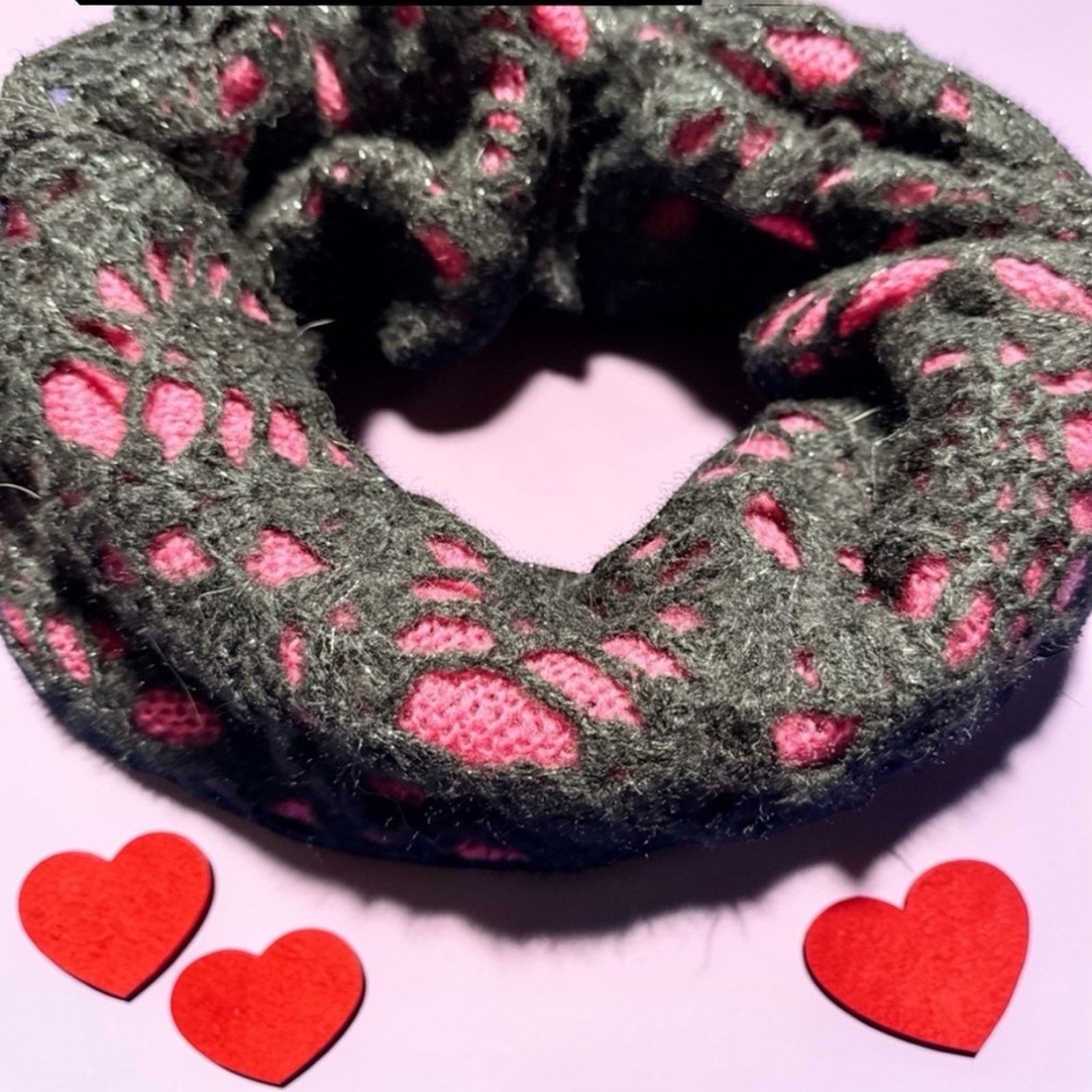 Betsey Johnson Betsey Johnson Black Pink Silver Thread Lace Pattern Scarf Size ONE SIZE - 1 Thumbnail