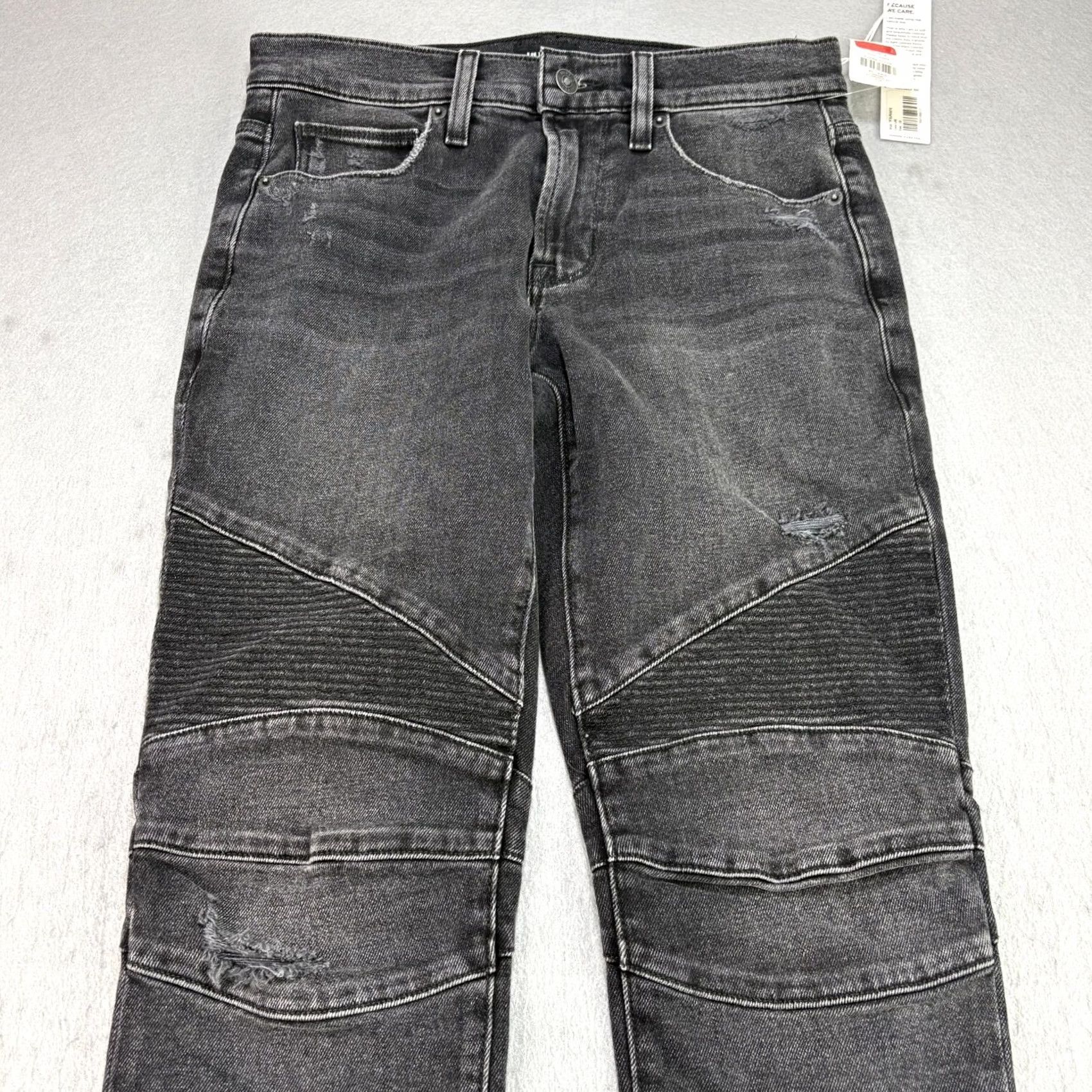 Hudson Hudson Jeans Mens Slim 29x33 Black Ethan Biker Distressed Denim Stretch Jeans Size 29 Inseam 33 Slim Fit Mens Size US 29 - 2 Thumbnail