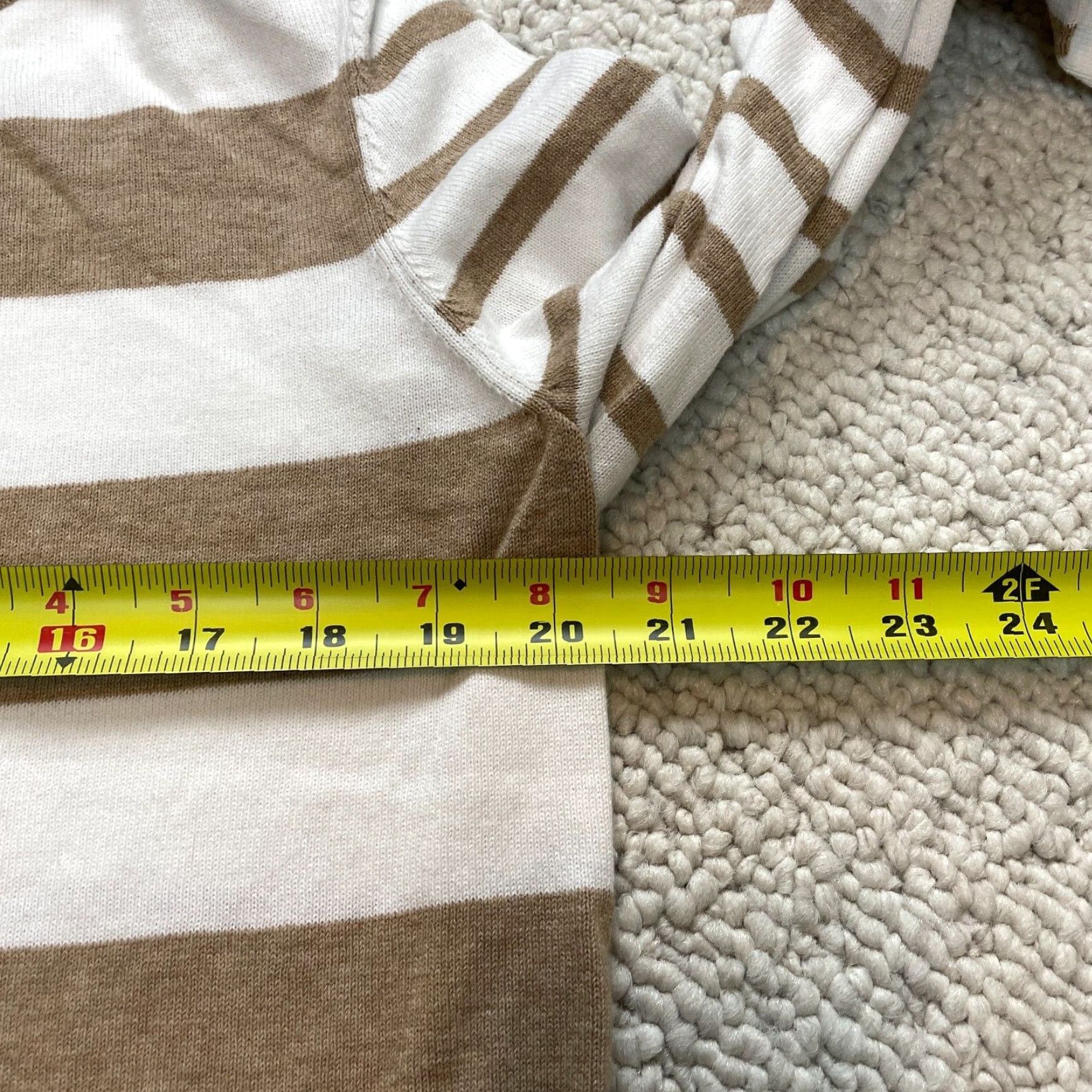Tommy Hilfiger Tommy Hilfiger Sweater Womens Large Brown White Striped Soft Pullover Cotton Size M / US 6-8 / IT 42-44 - 7 Thumbnail