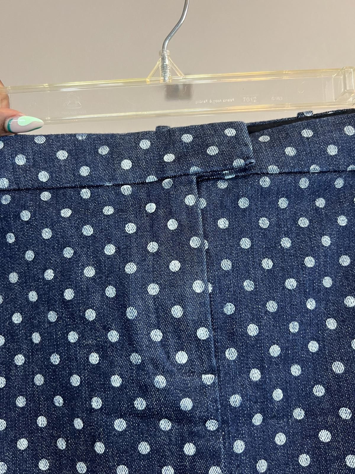 J.Crew J. Crew Blue Denim Mini Skirt with White Polka Dots Size 28" / US 6 / IT 42 - 5 Thumbnail