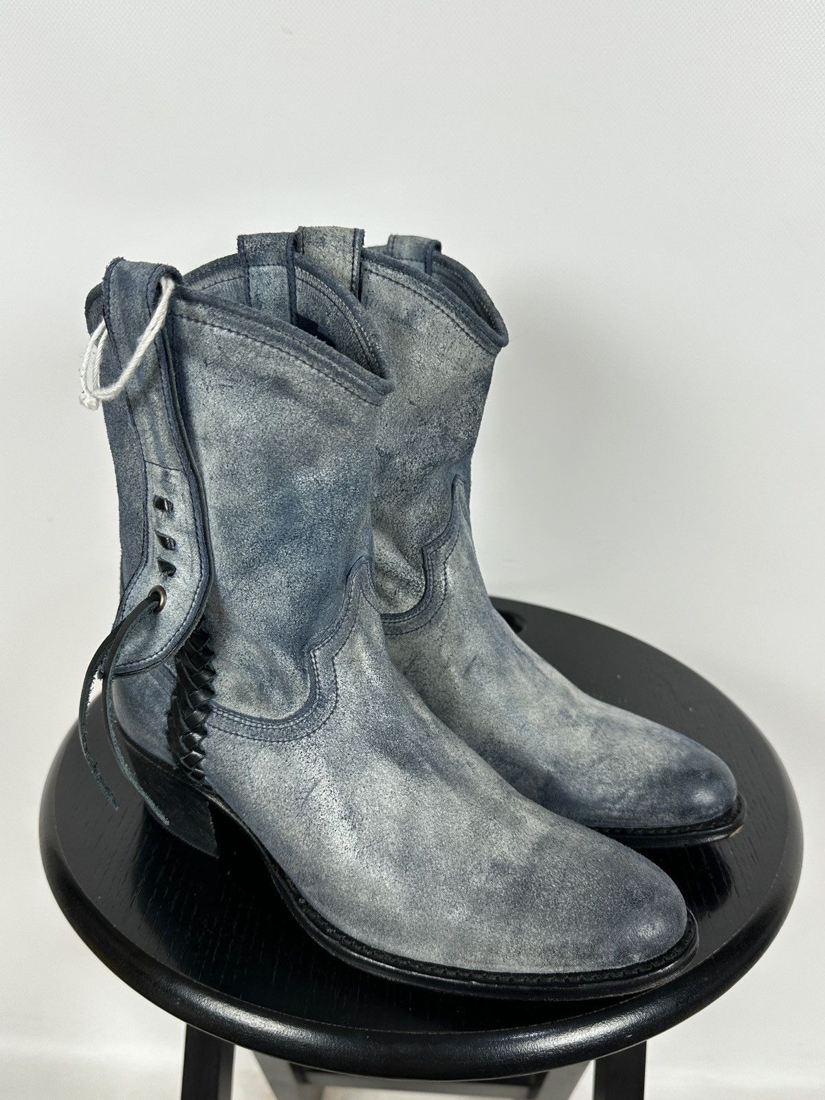 Sendra Sendra Dr.Adams Blue Leather Cowboy Biker Ankle Boots Size US 6 / IT 36 - 6 Thumbnail