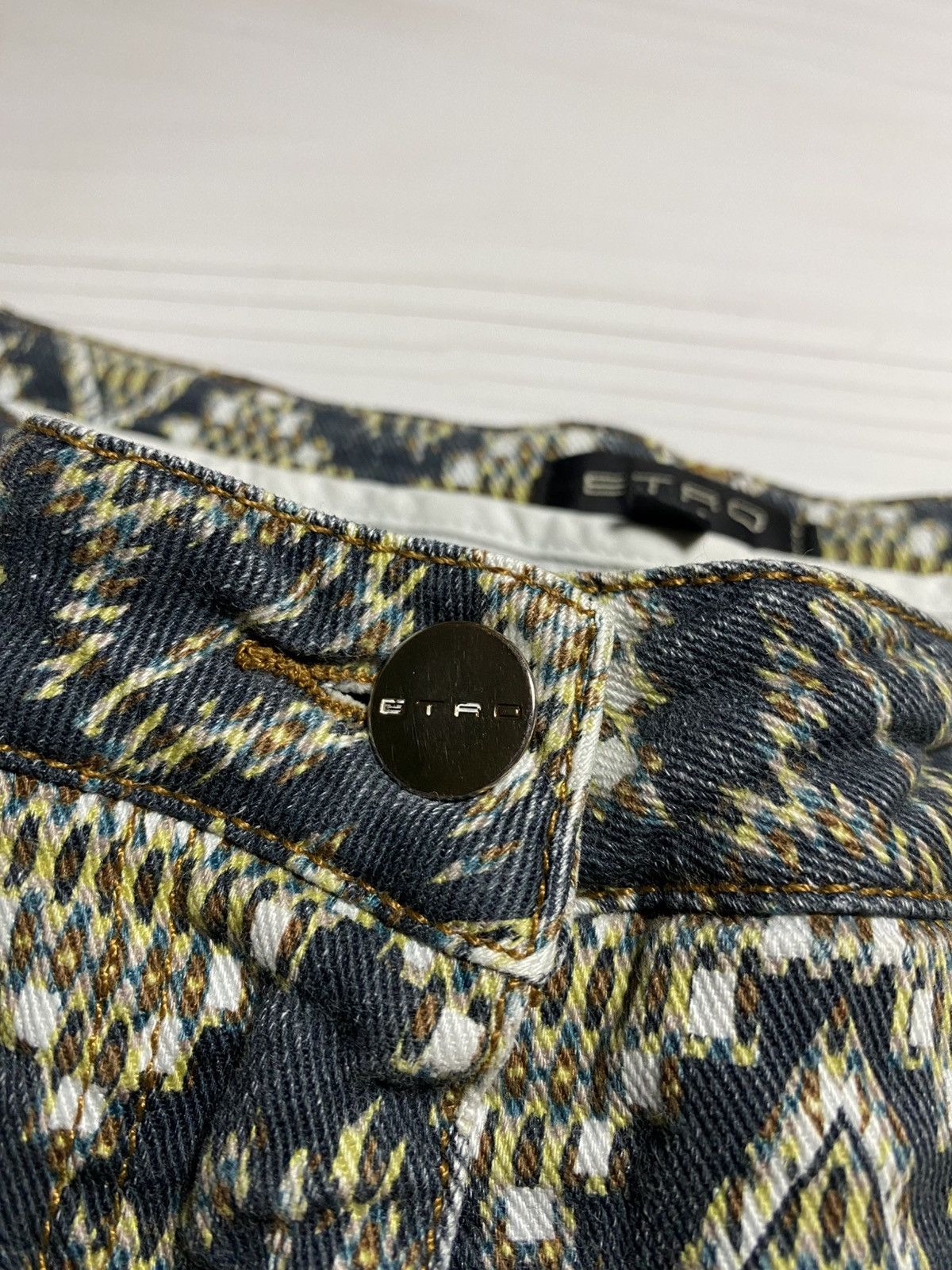 Designer × Etro Etro Jacquard Pattern Diamonds slim fit designer jeans Size 25" / US 0 / IT 36 - 10 Thumbnail