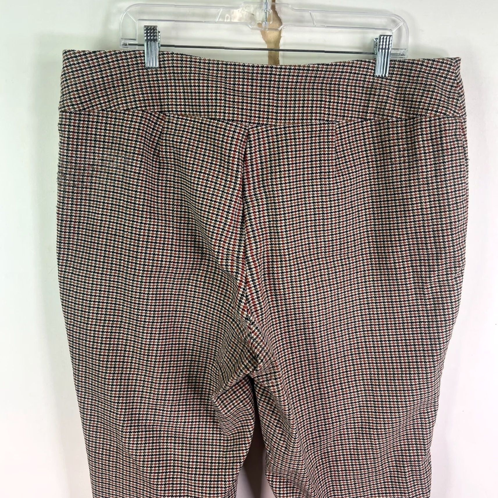 Vintage Zac & Rachel Hounds Tooth Poly Linen Blend Pants Womens 18W 40X27 Vintage High Rise Flat Front Tapered Leg Dress Pants Brown 80s Check Size 40" / US 18 - 7 Thumbnail
