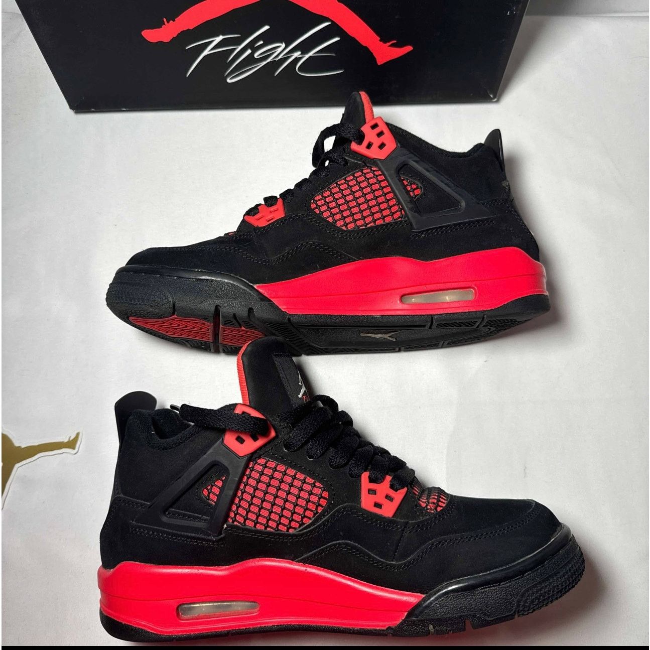 Jordan Brand × Nike Size 6.5 Nike Air Jordan 4 Retro GS Red Thunder Men's Shoes Size US 6.5 / EU 39-40 - 3 Thumbnail